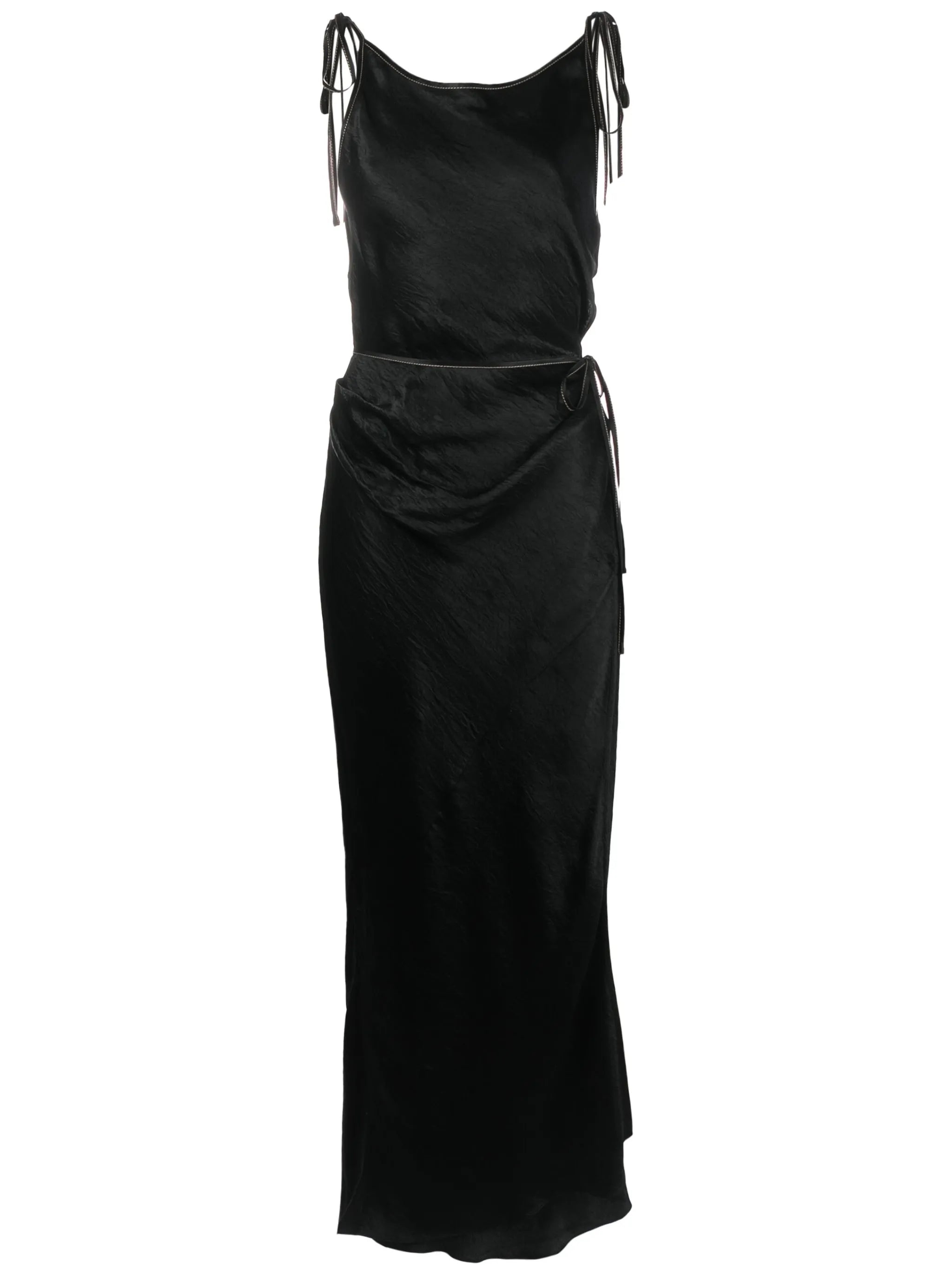sleeveless satin dress