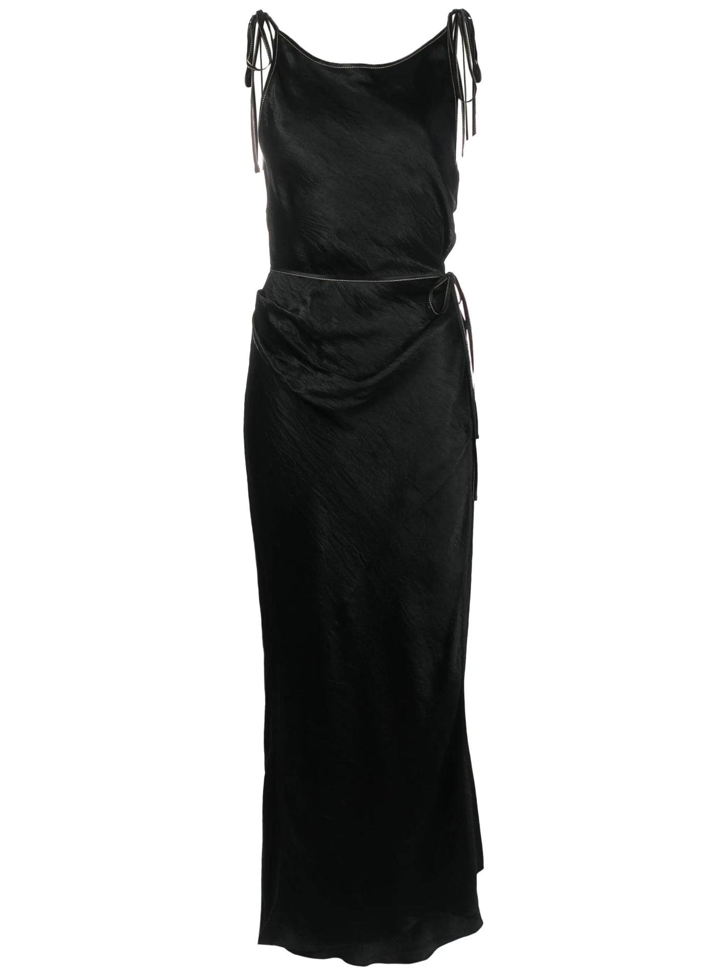 sleeveless satin dress
