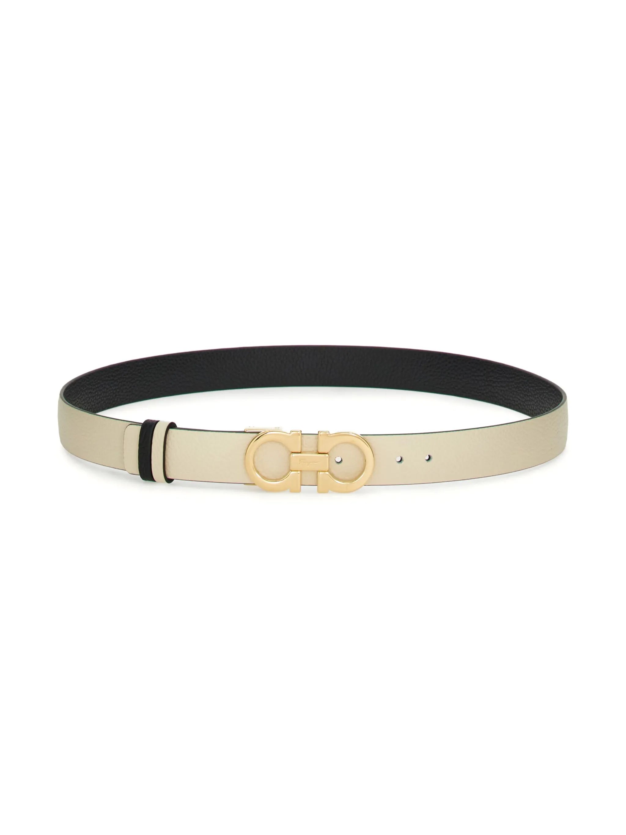 Gancini-buckle reversible leather belt