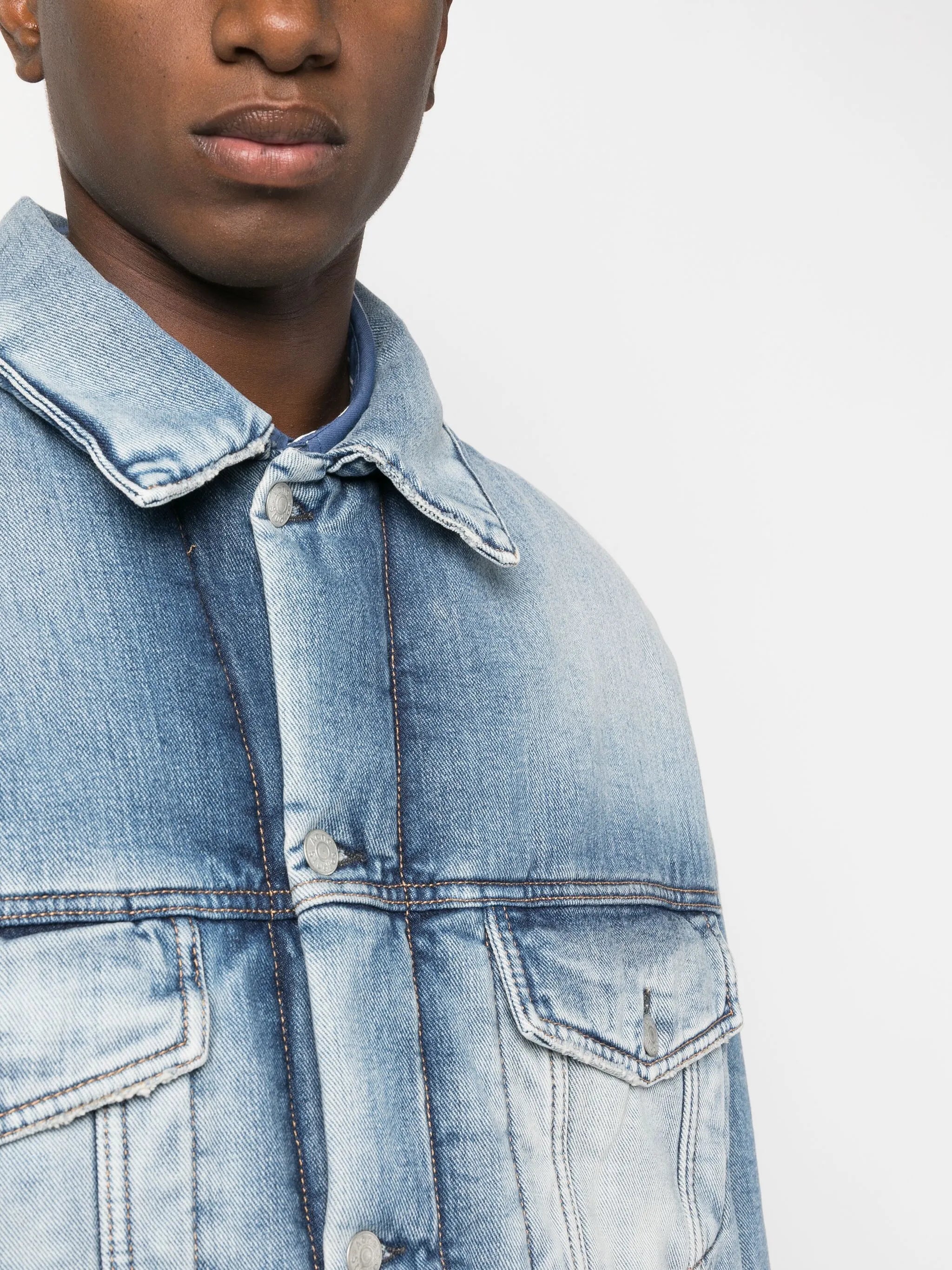 padded button-up denim jacket