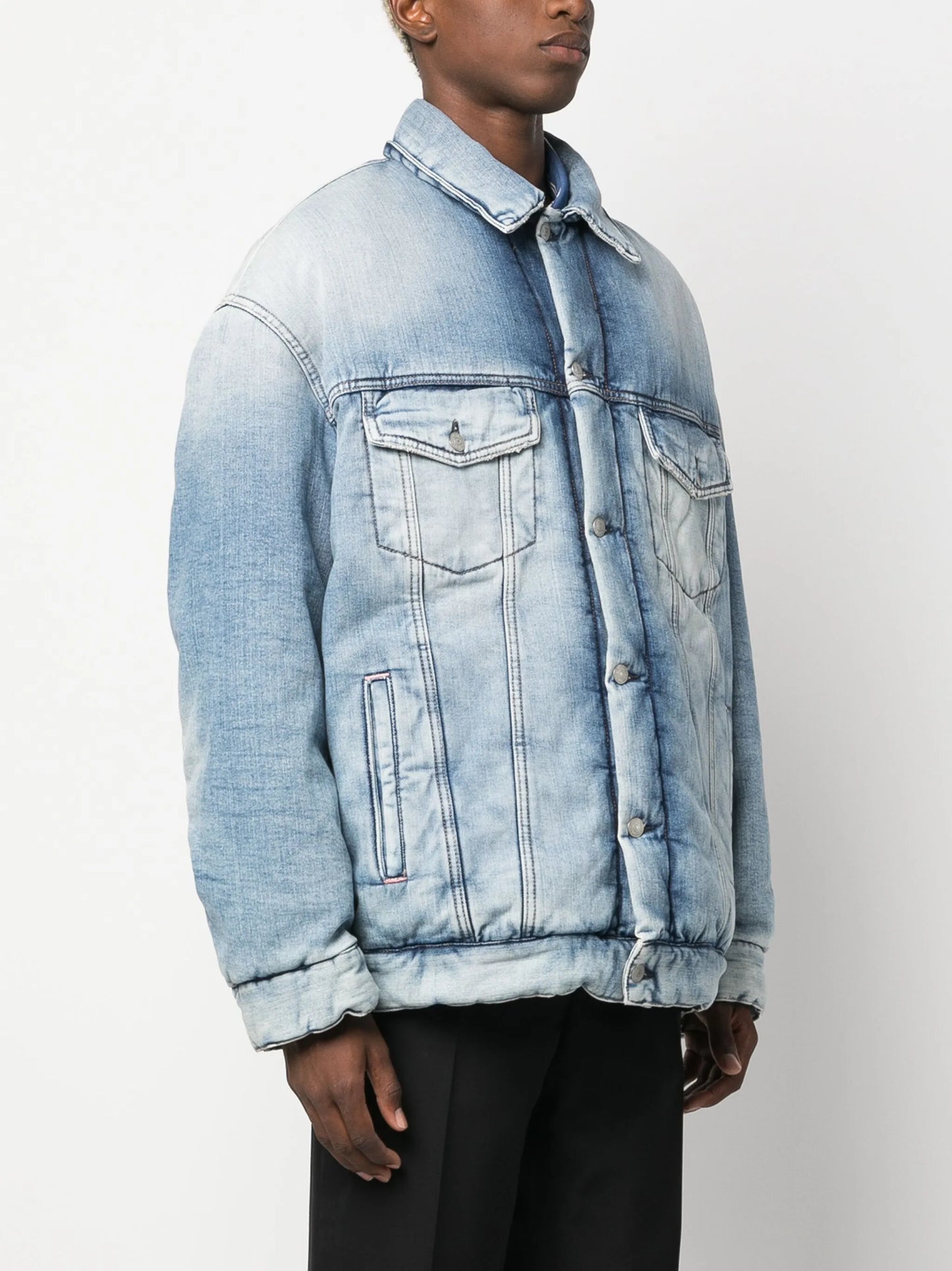 padded button-up denim jacket