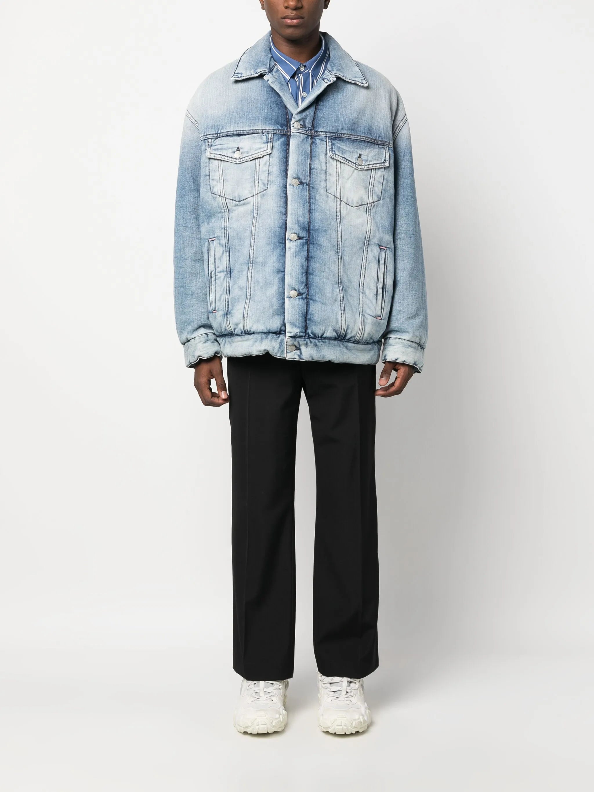 padded button-up denim jacket
