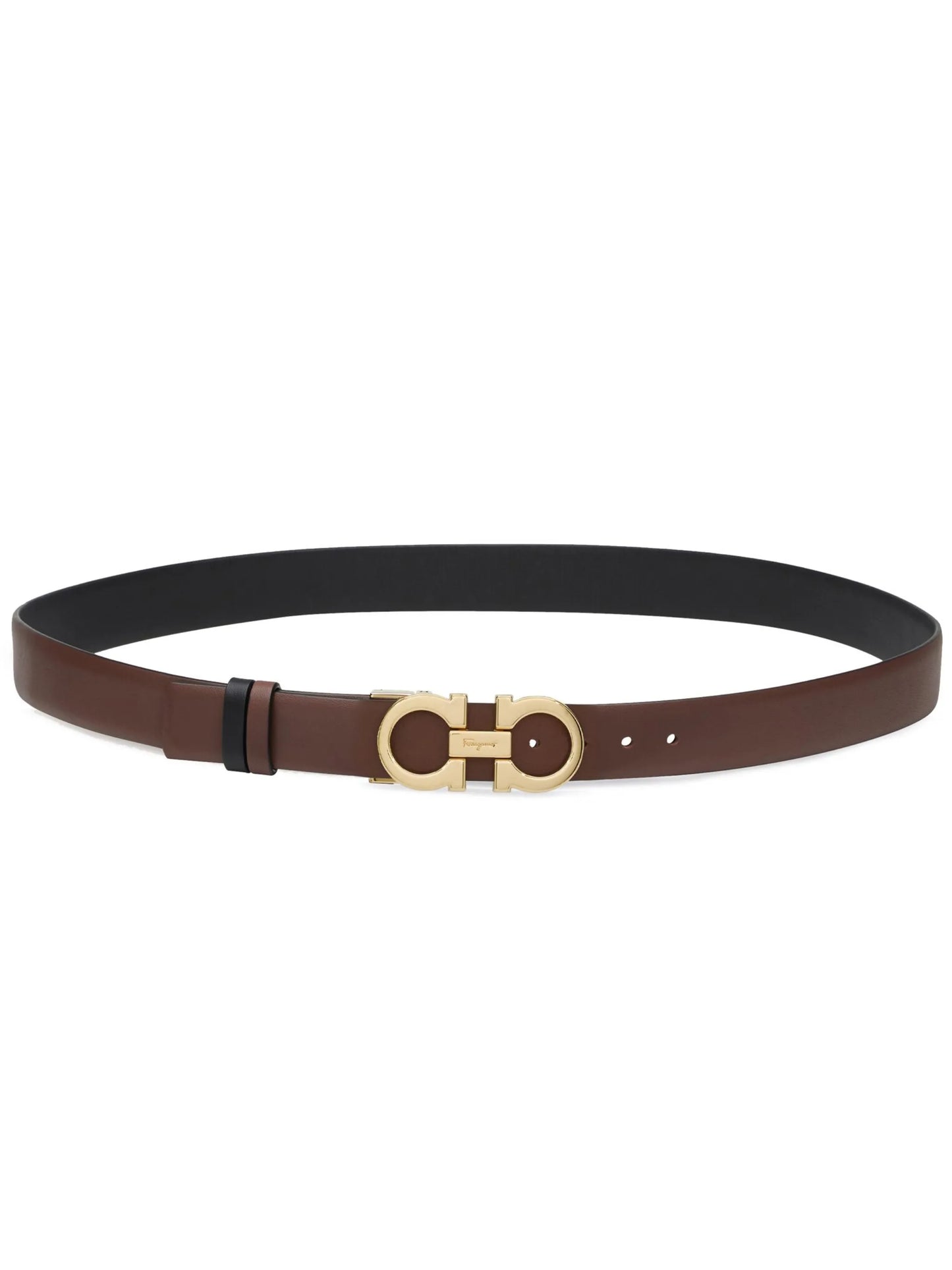 Gancini-buckle reversible leather belt