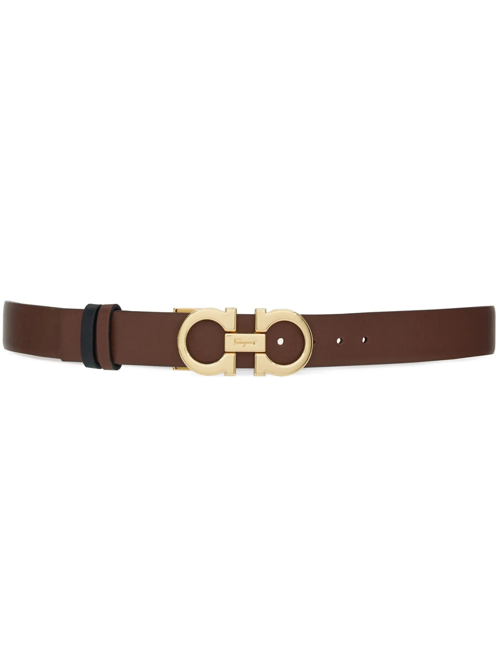 Gancini-buckle reversible leather belt