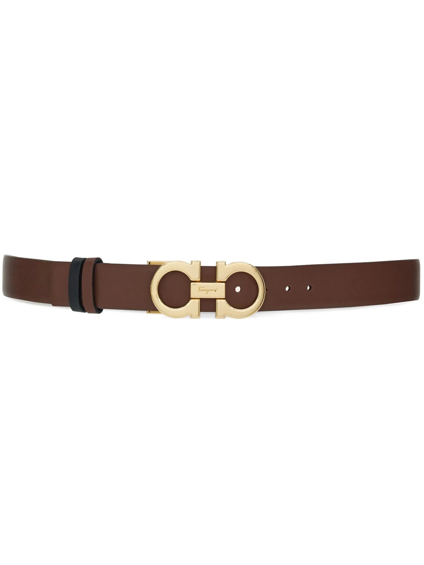 Gancini-buckle reversible leather belt
