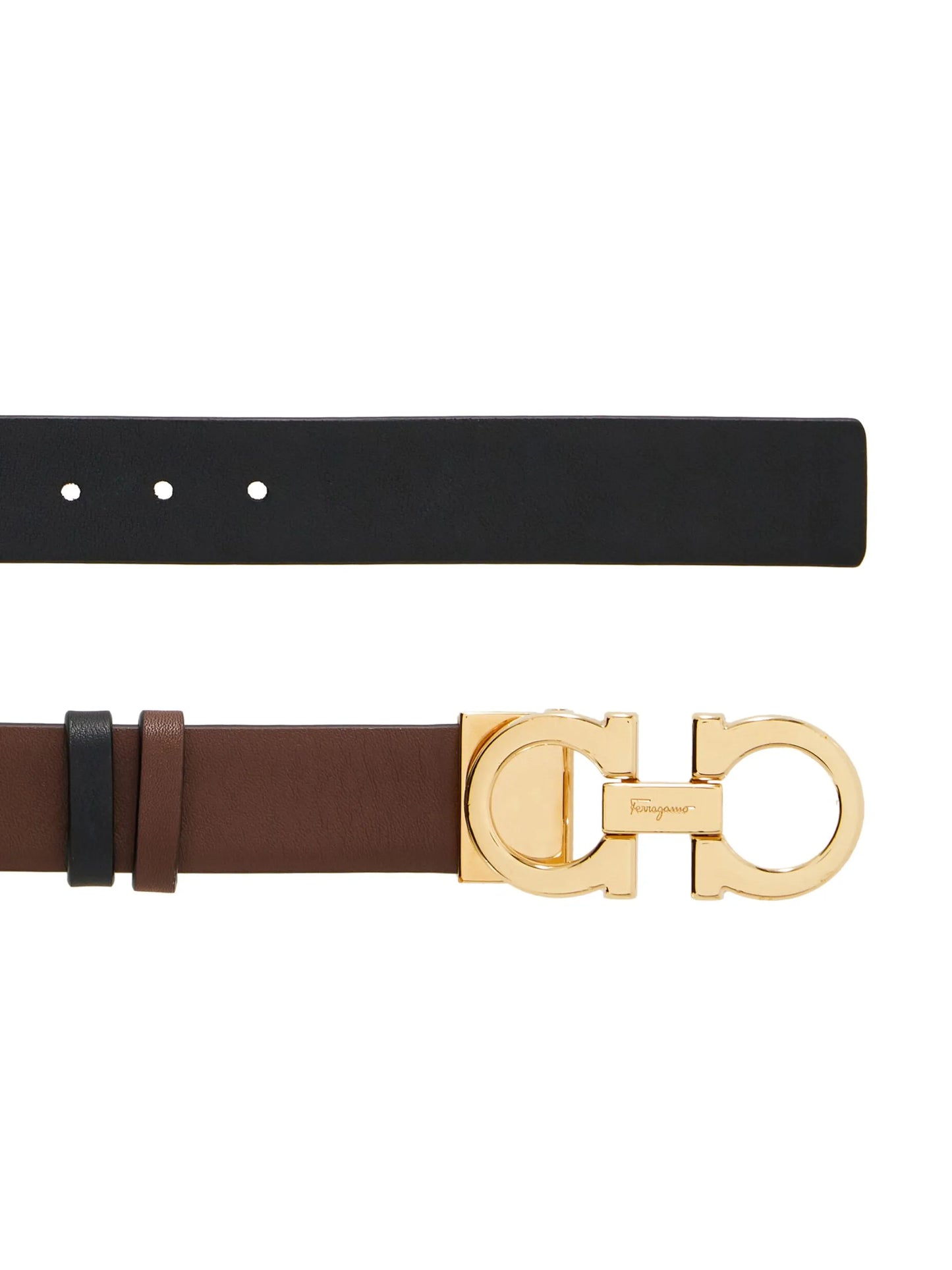 Gancini-buckle reversible leather belt