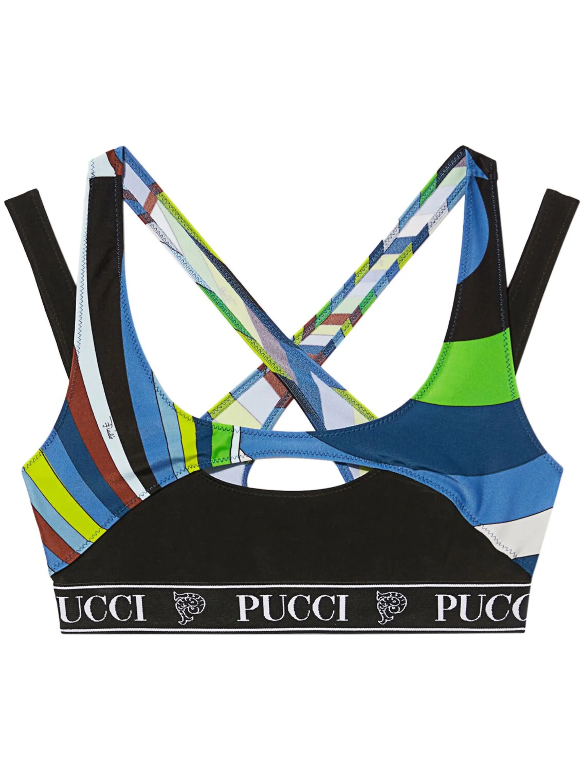 Iride-print cut-out crop top