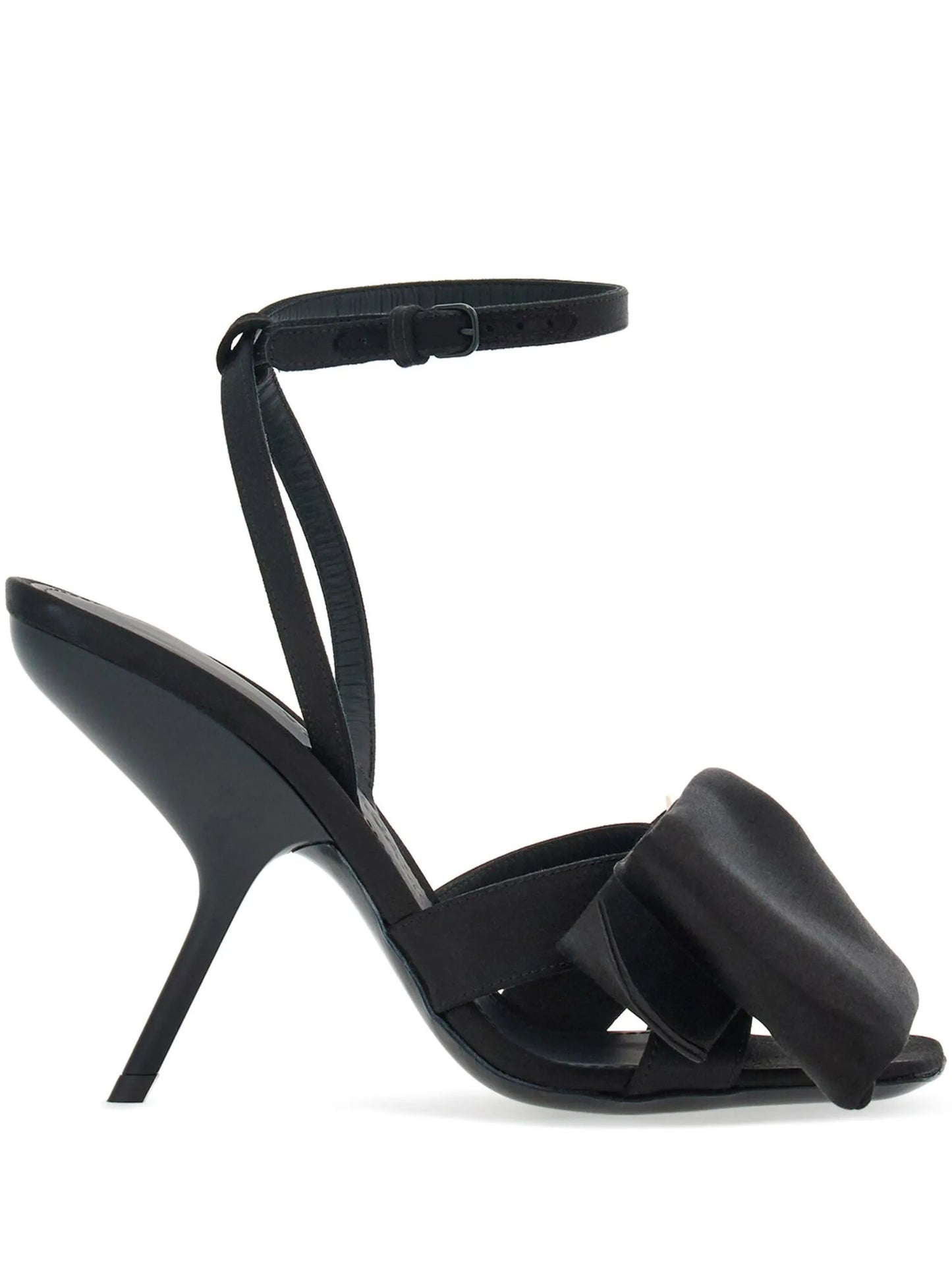 asymmetric-bow satin sandals