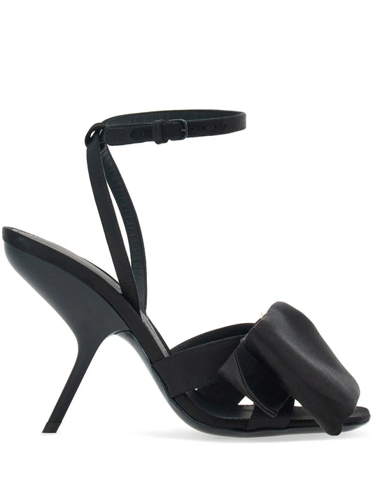 asymmetric-bow satin sandals