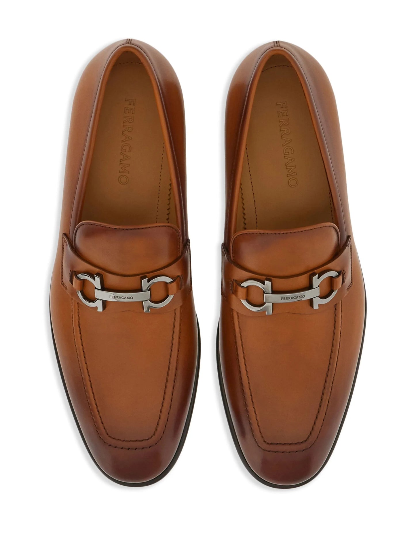 Gancini-plaque leather loafers