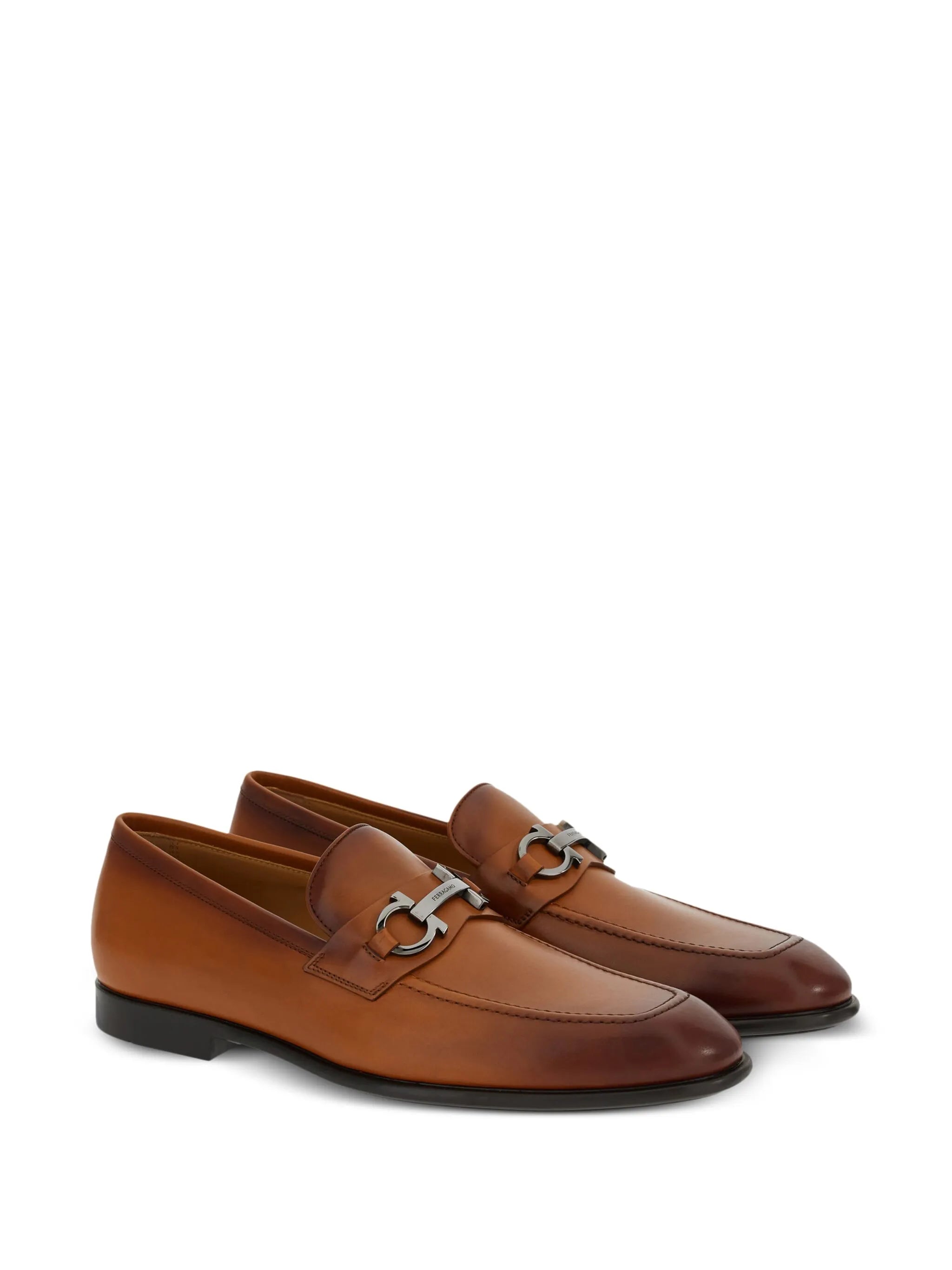 Gancini-plaque leather loafers