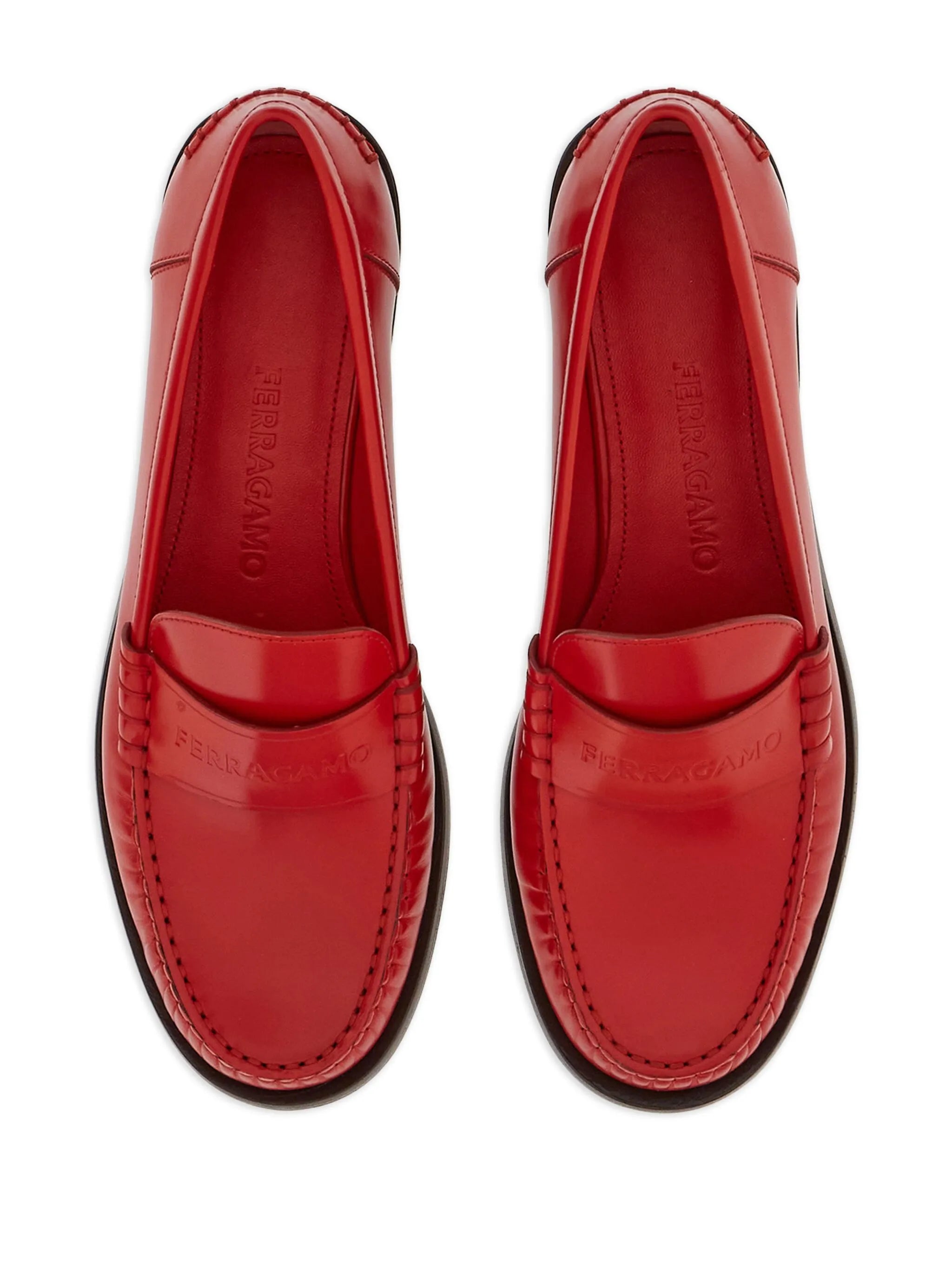 logo-embossed leather loafers