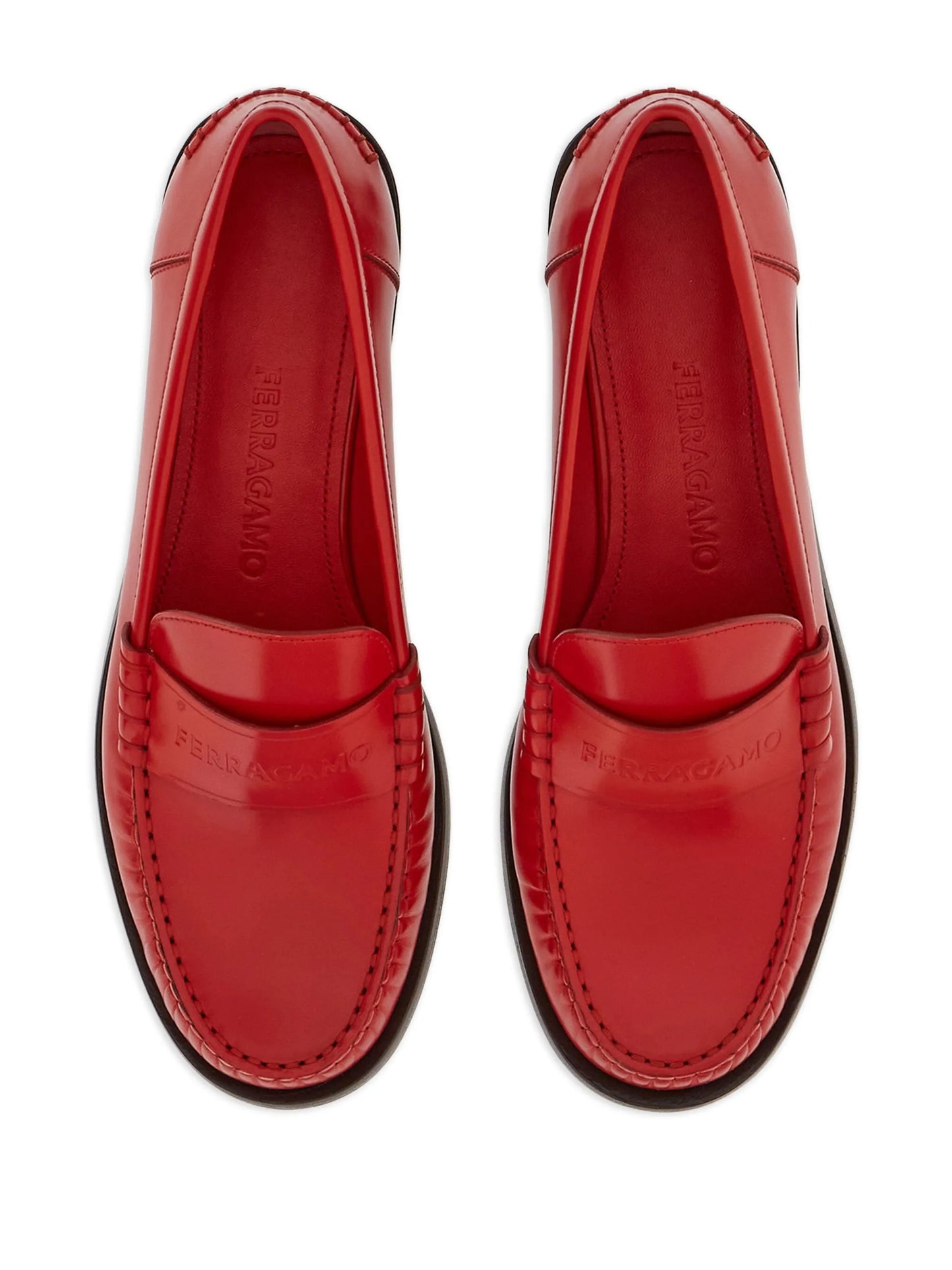 logo-embossed leather loafers