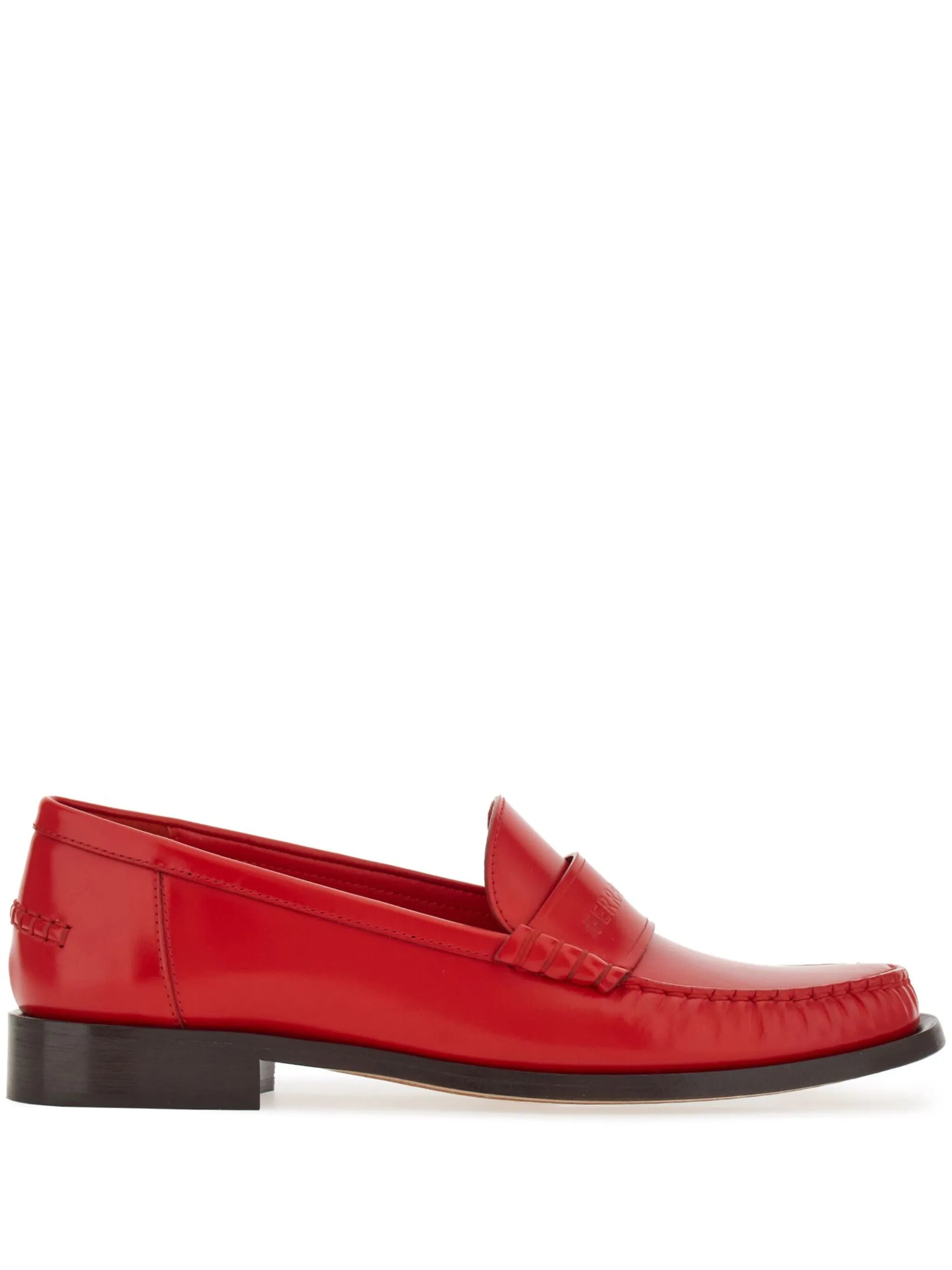 logo-embossed leather loafers