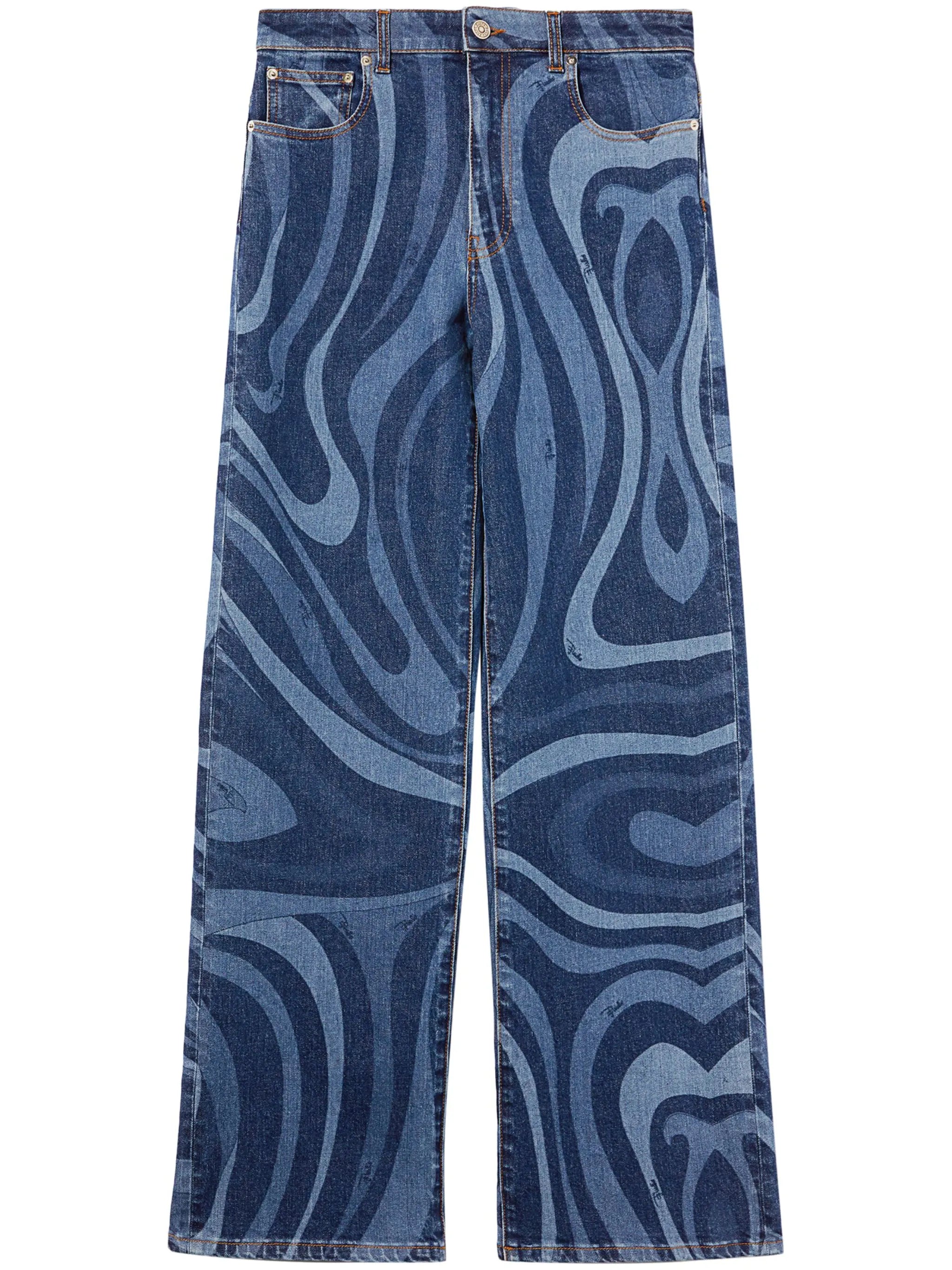 abstract-print wide-leg jeans