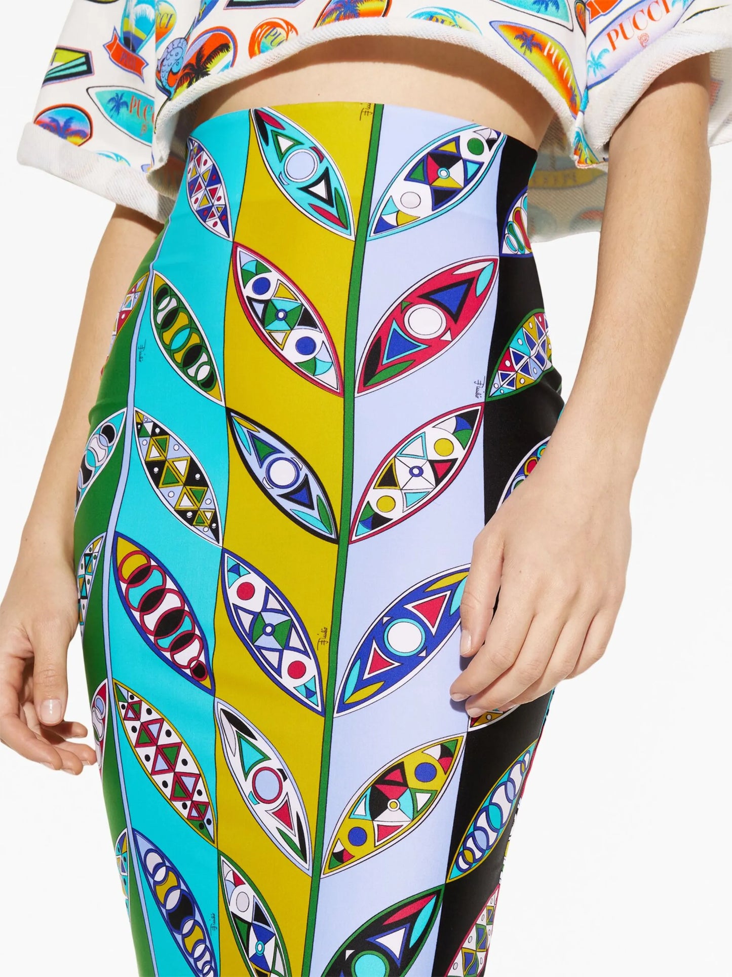 Girandole-print pencil skirt