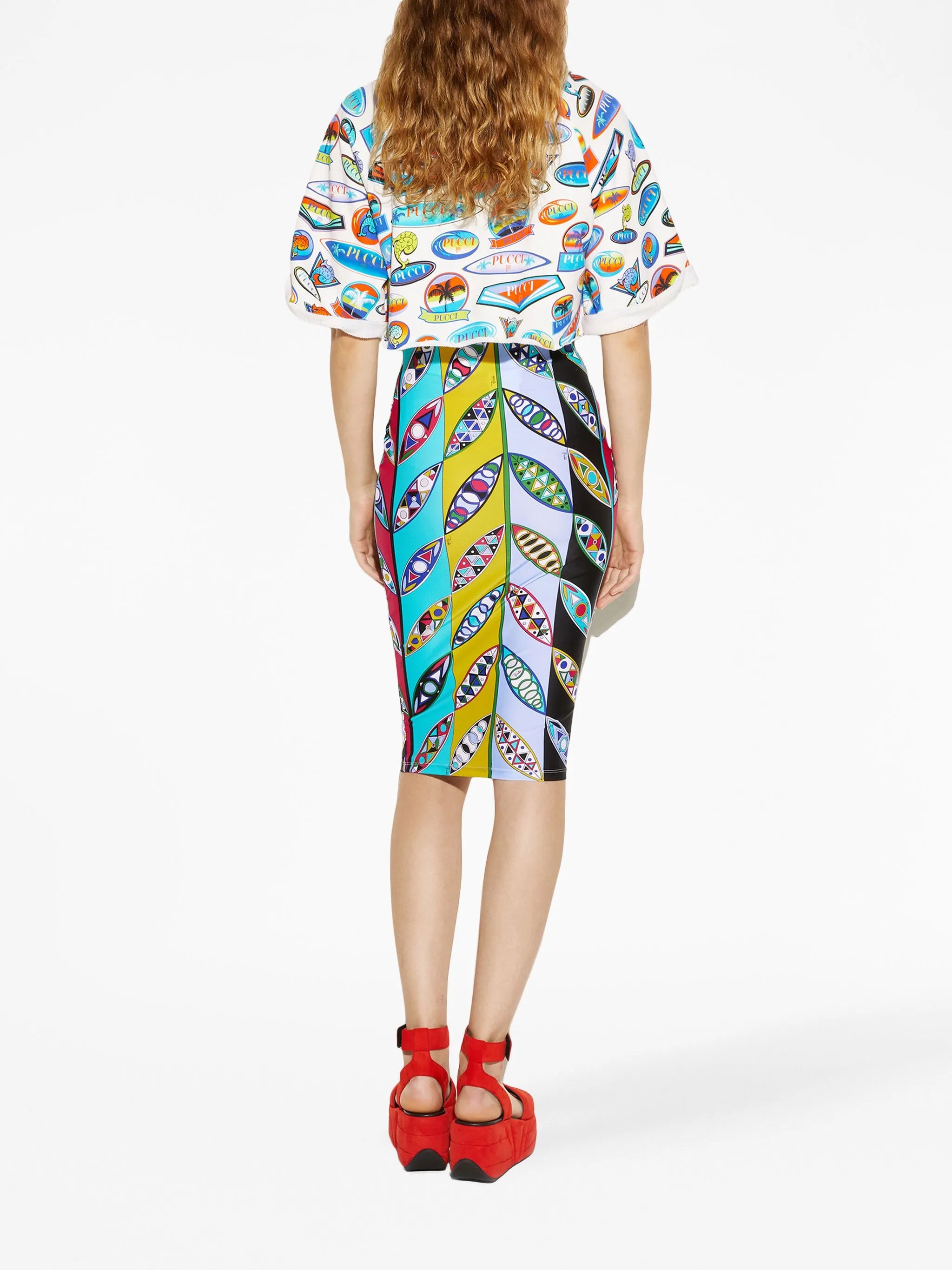 Girandole-print pencil skirt
