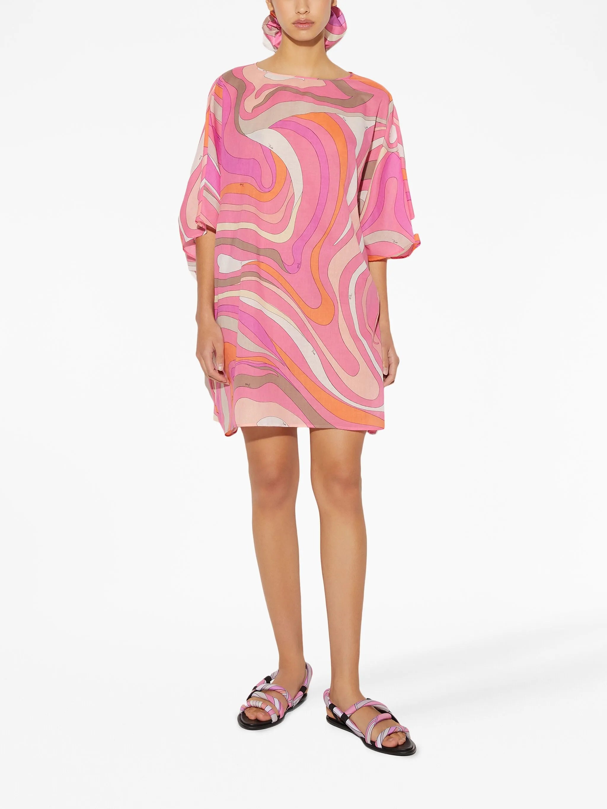 abstract-print cotton kaftan