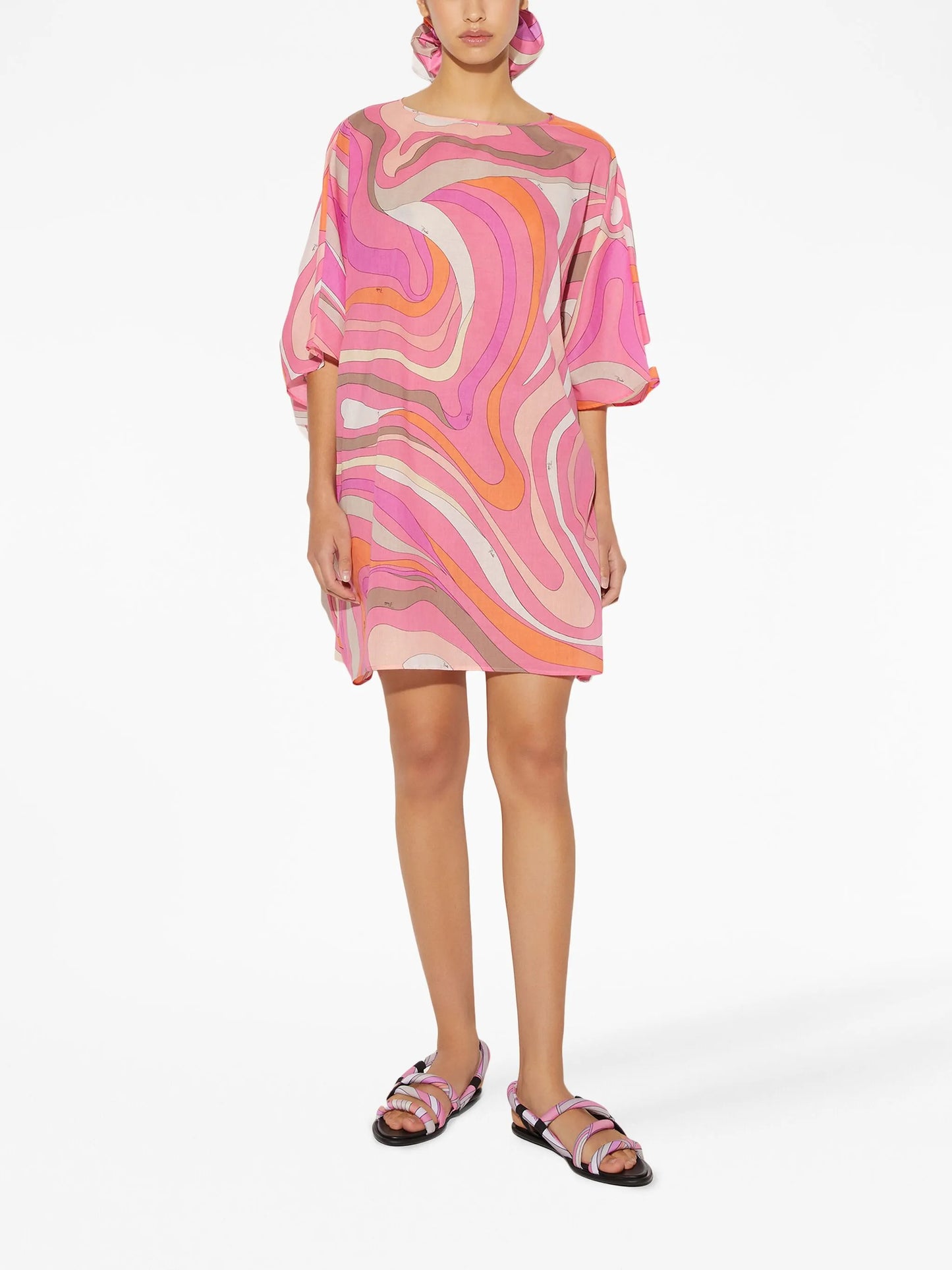 abstract-print cotton kaftan