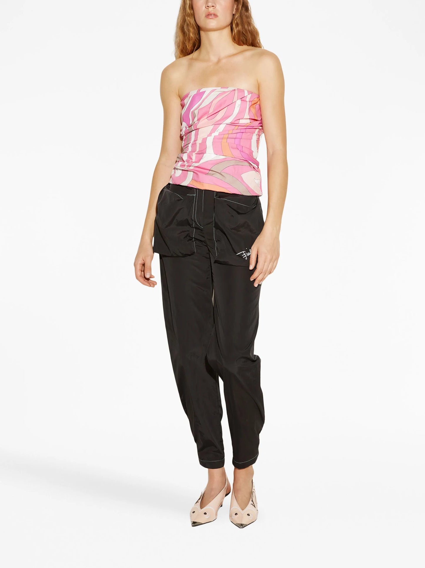 abstract-print cotton top
