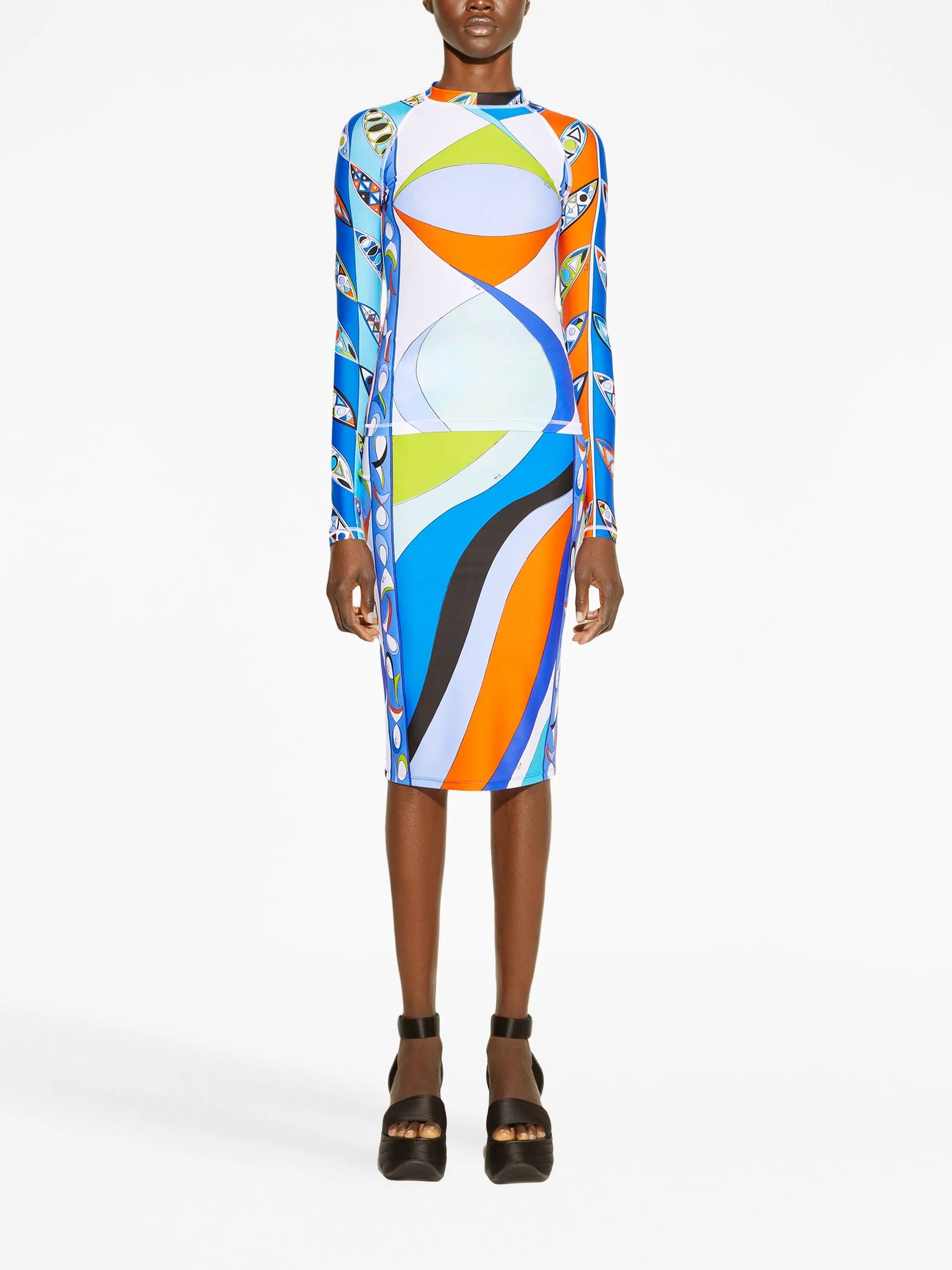 abstract-print long-sleeved top