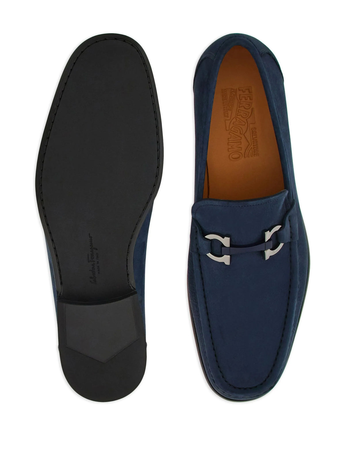 Gancini suede loafers