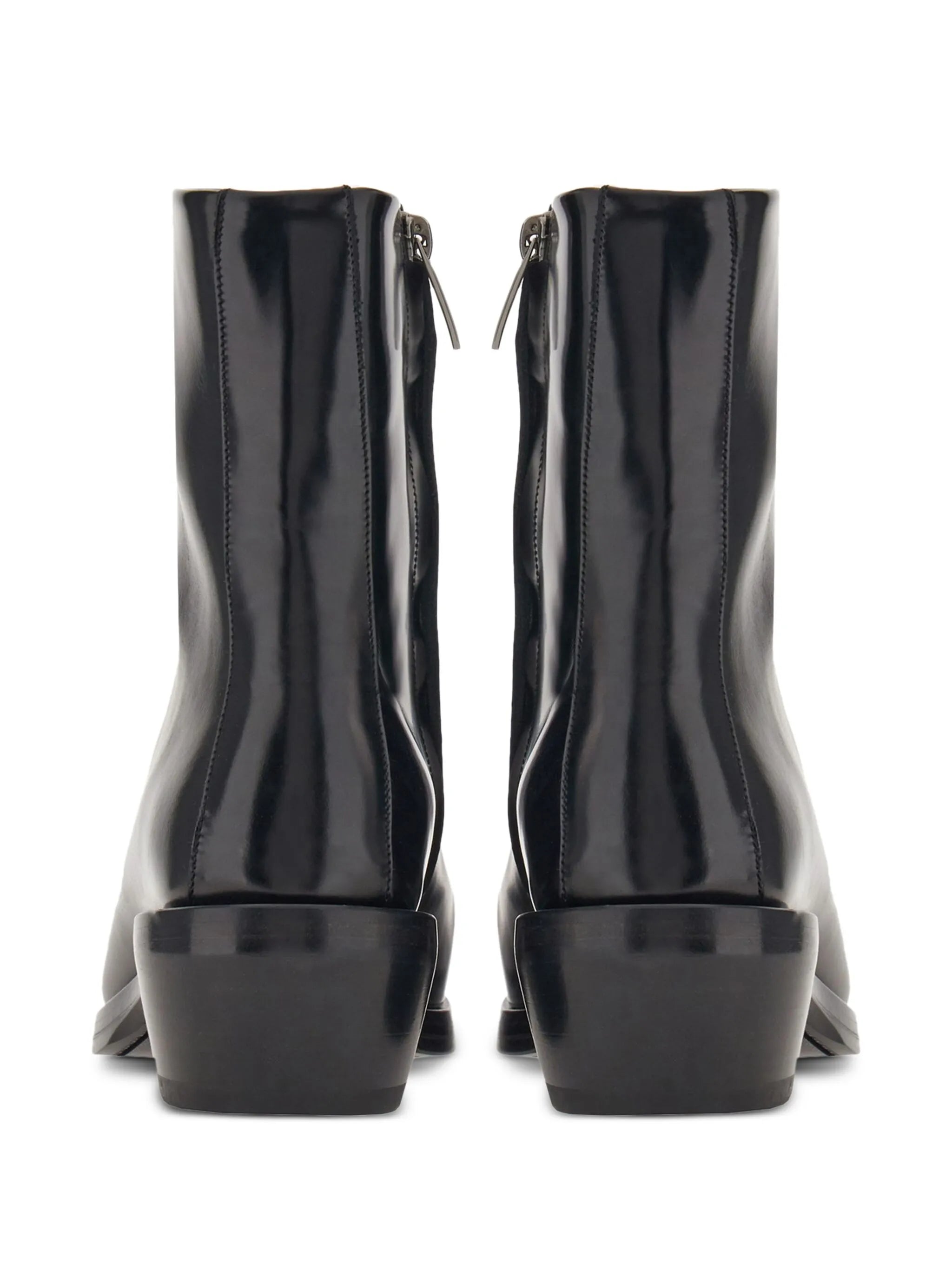 squared-toe leather ankle boots