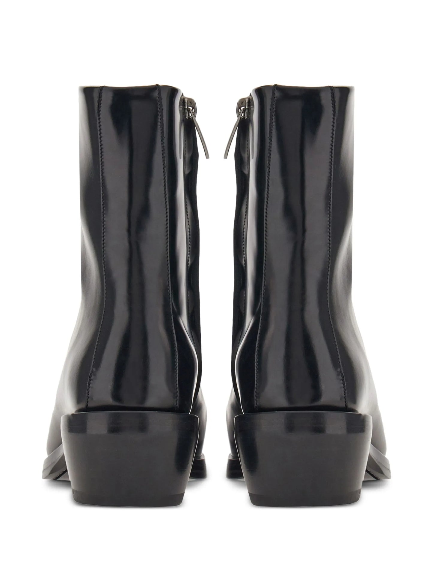squared-toe leather ankle boots