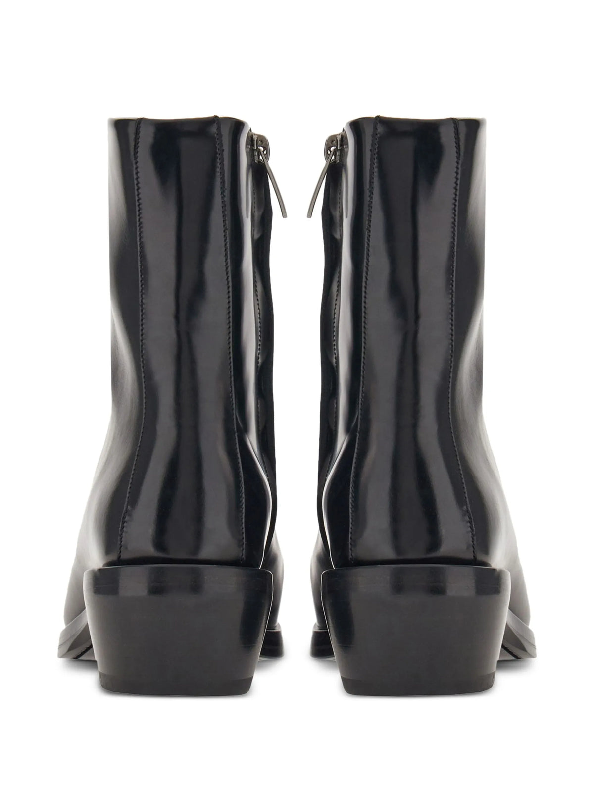 squared-toe leather ankle boots