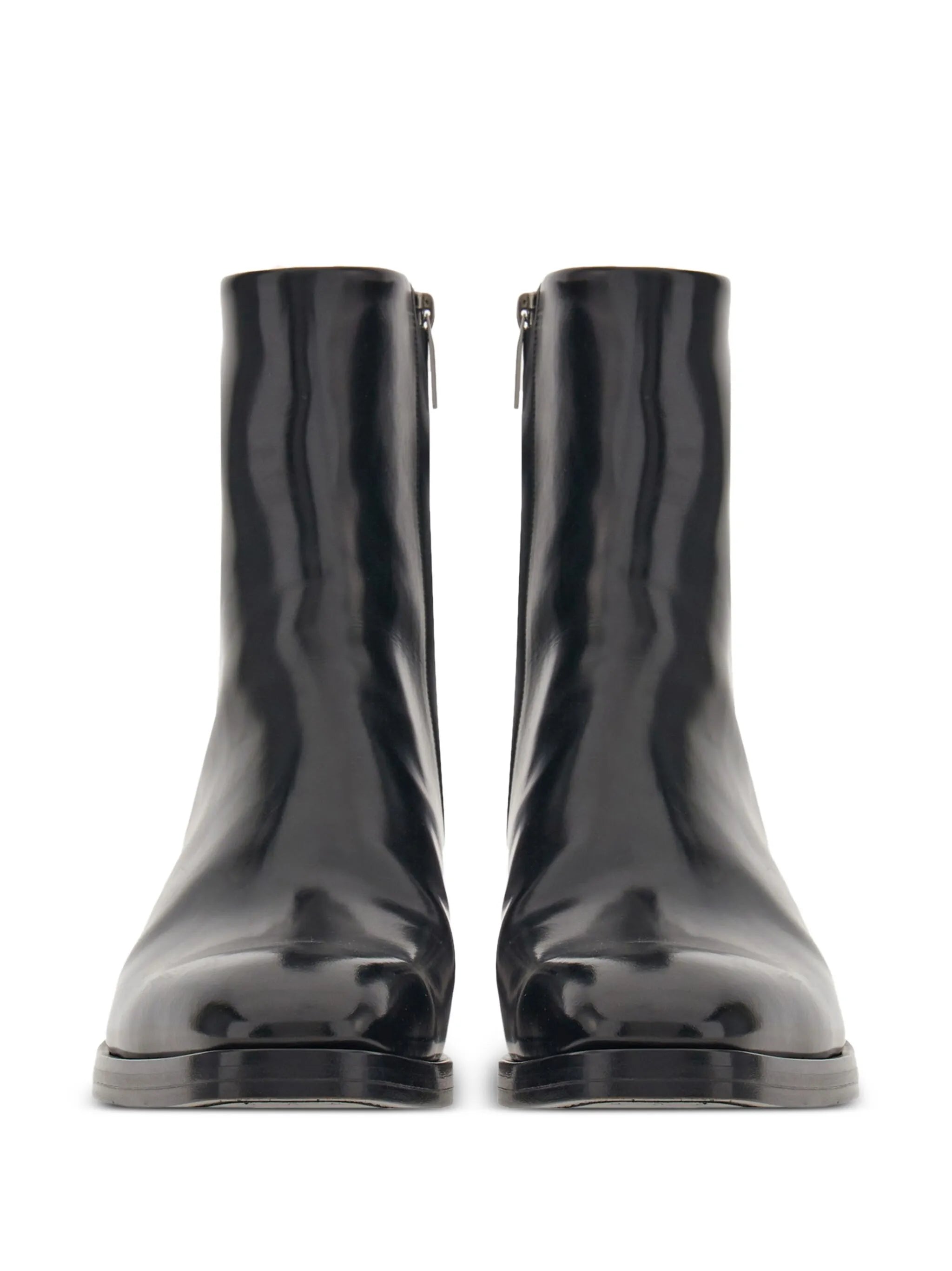 squared-toe leather ankle boots