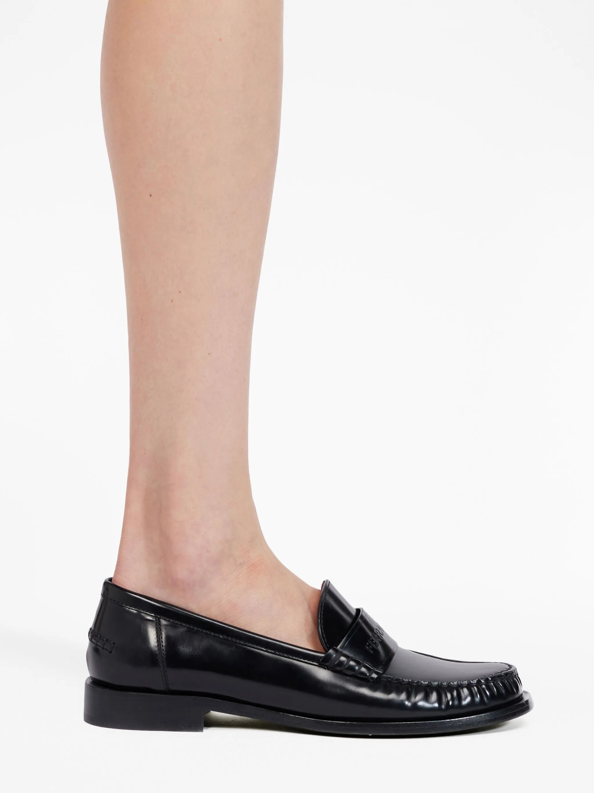debossed-logo leather loafers