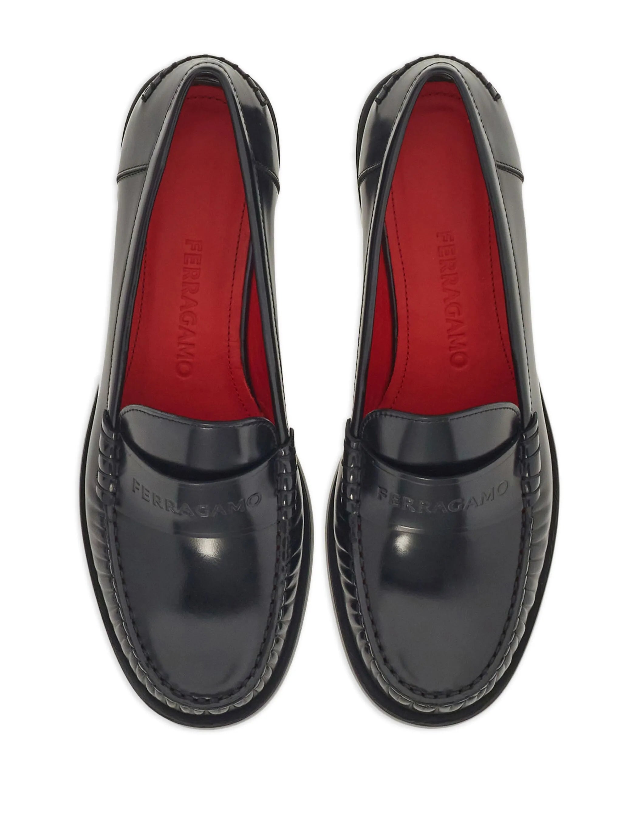 debossed-logo leather loafers