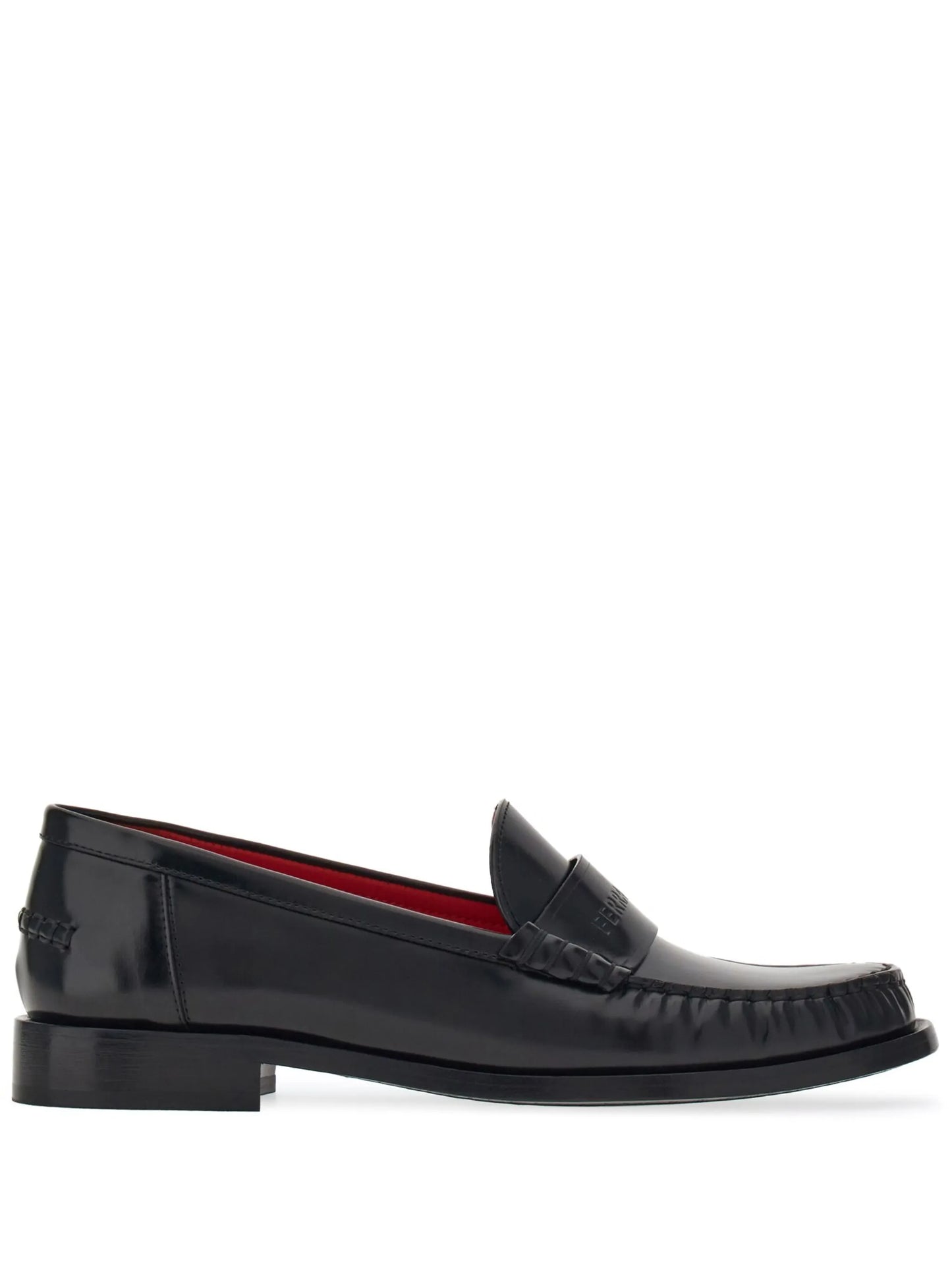 debossed-logo leather loafers