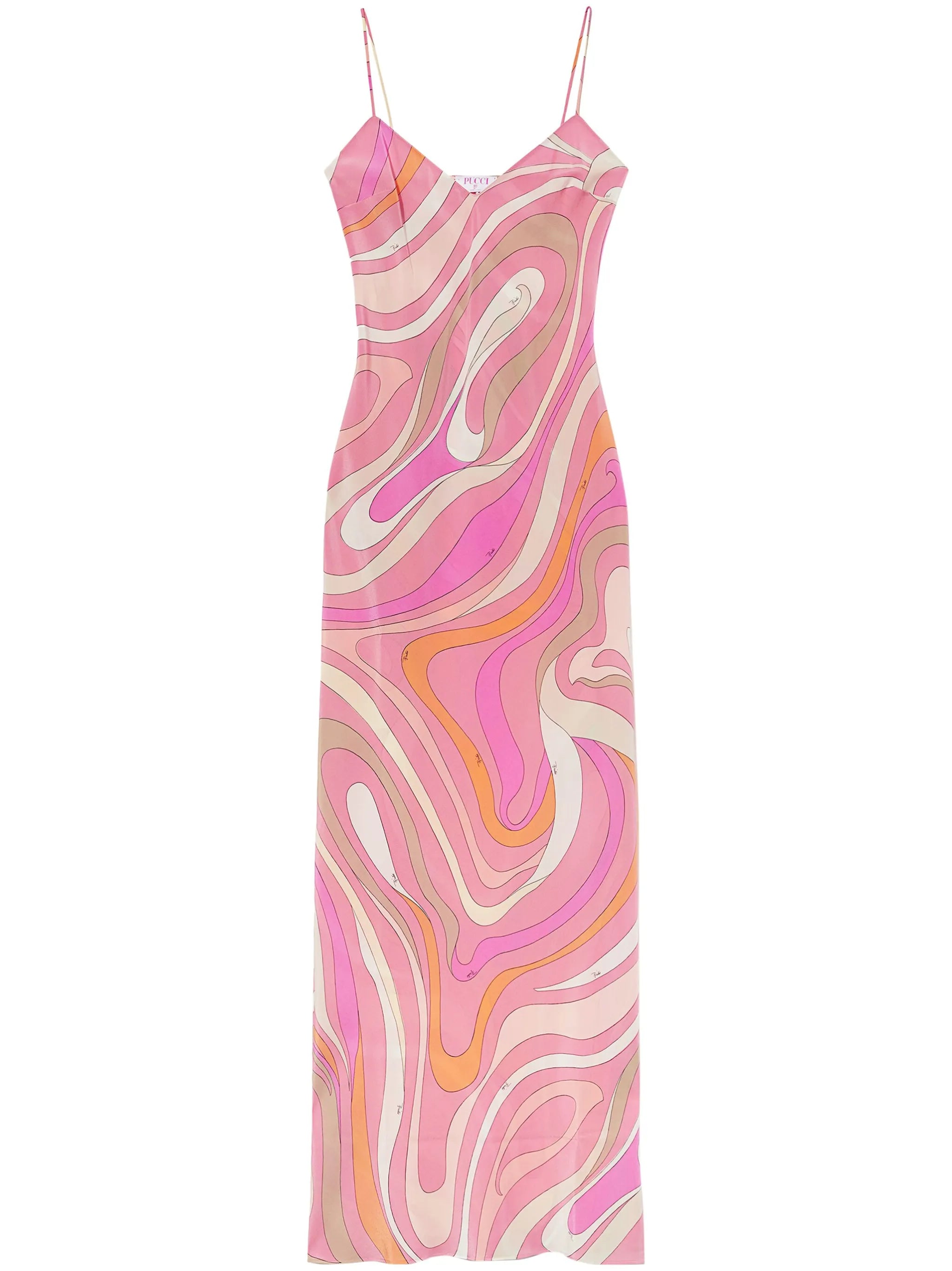 Marmo-print silk slip dress