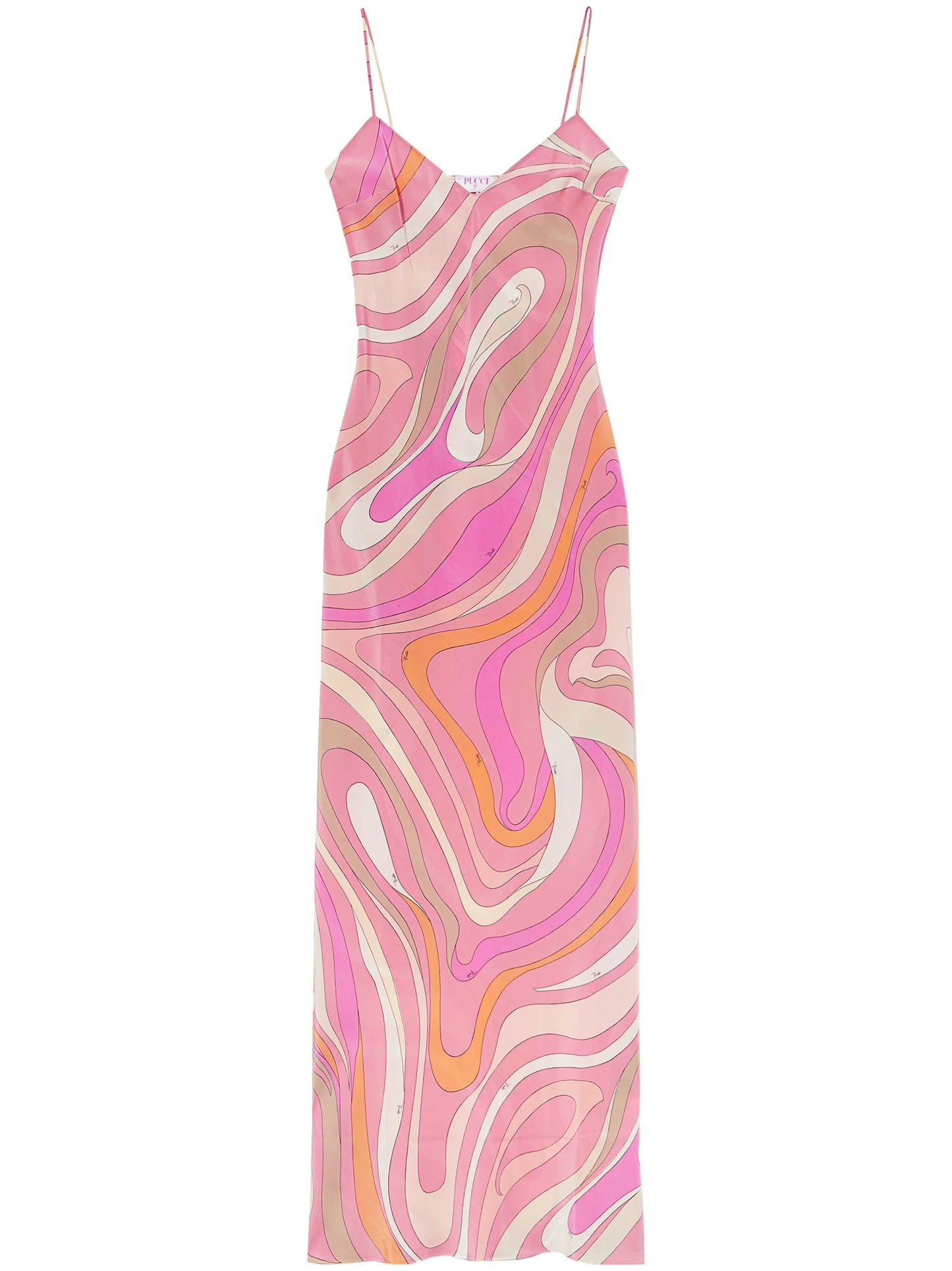 Marmo-print silk slip dress
