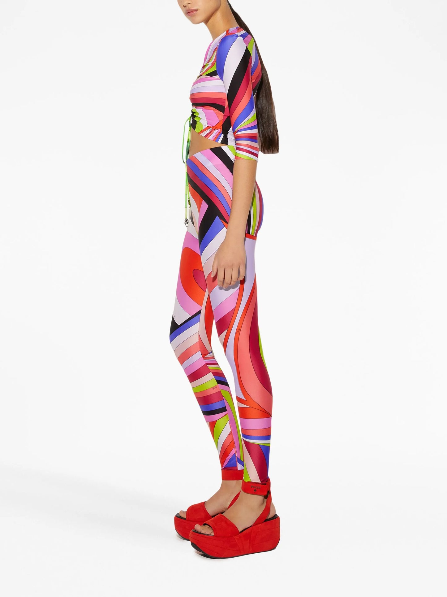 Iride-print high-waisted leggings