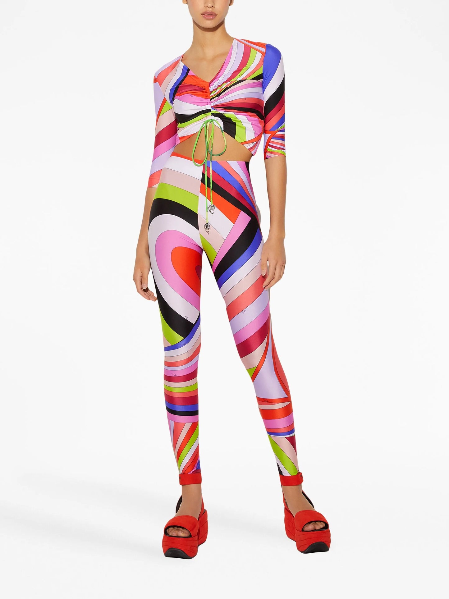 Iride-print high-waisted leggings