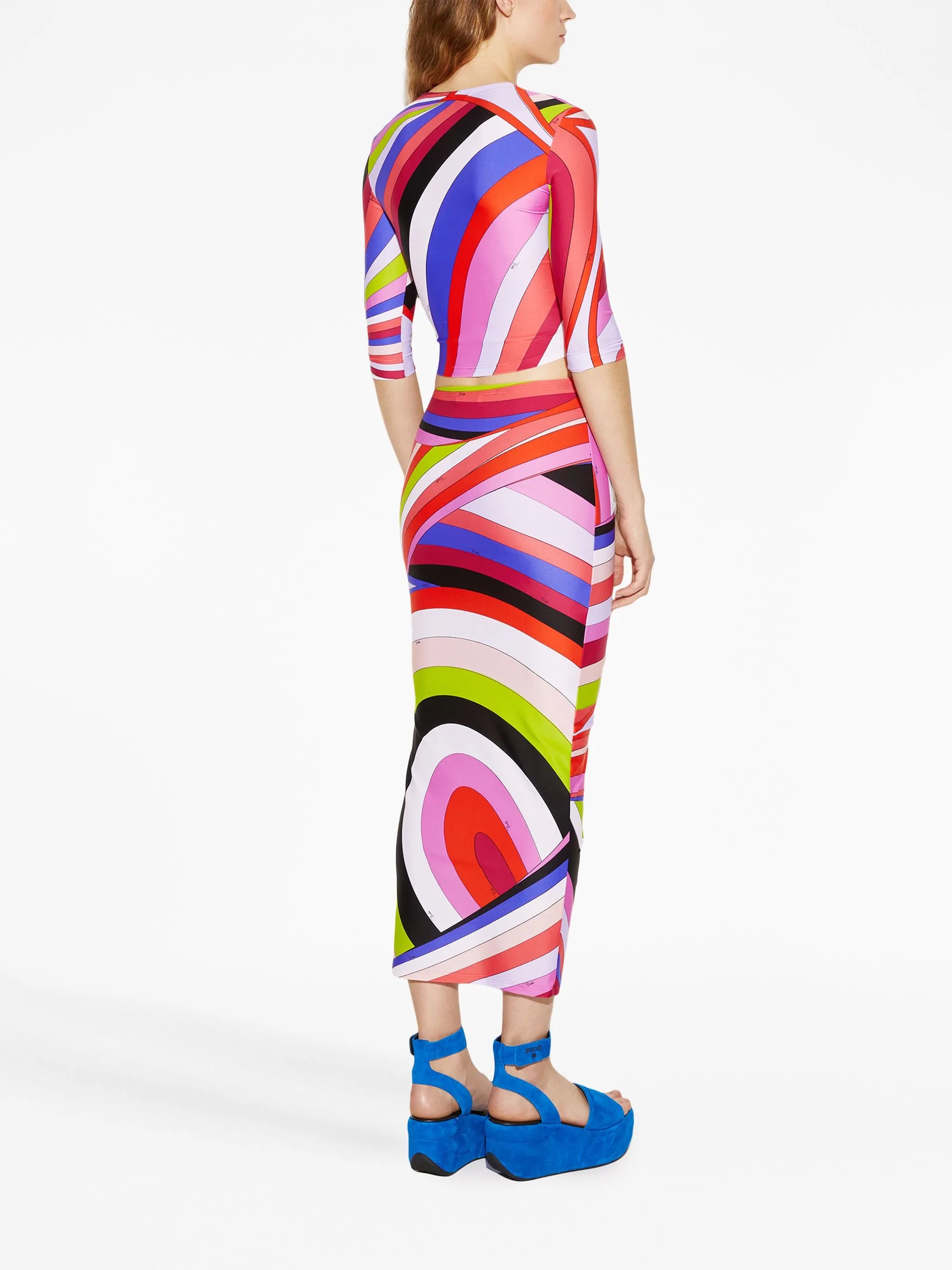 wave-print cropped top