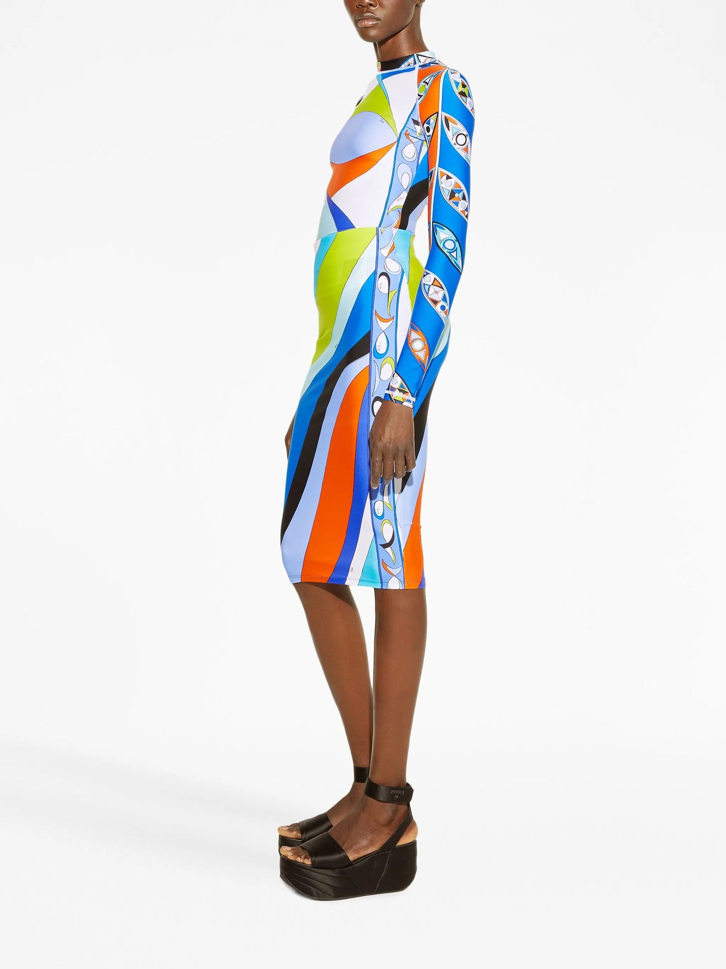 Pesci-print high-waist skirt