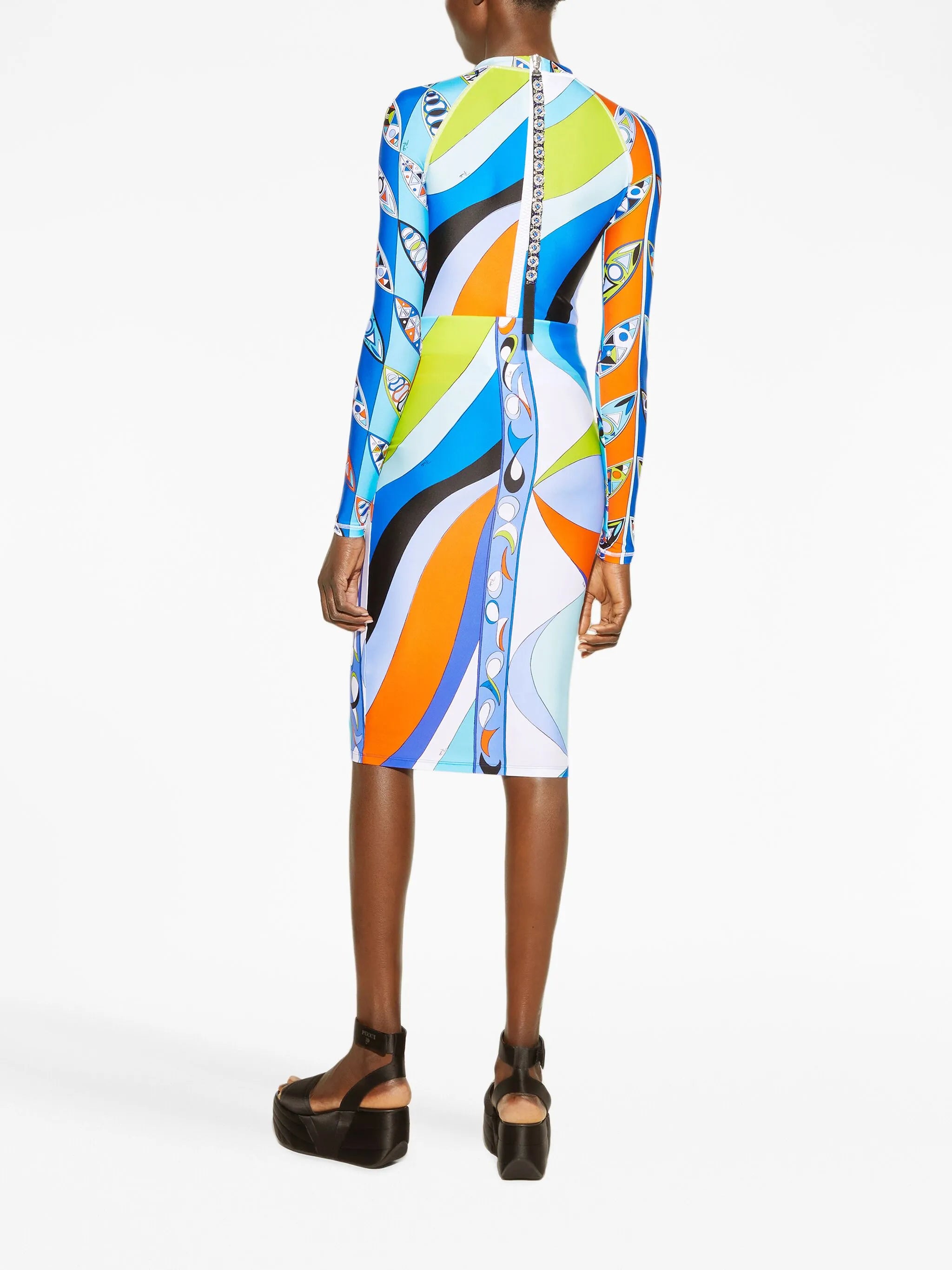 Pesci-print high-waist skirt