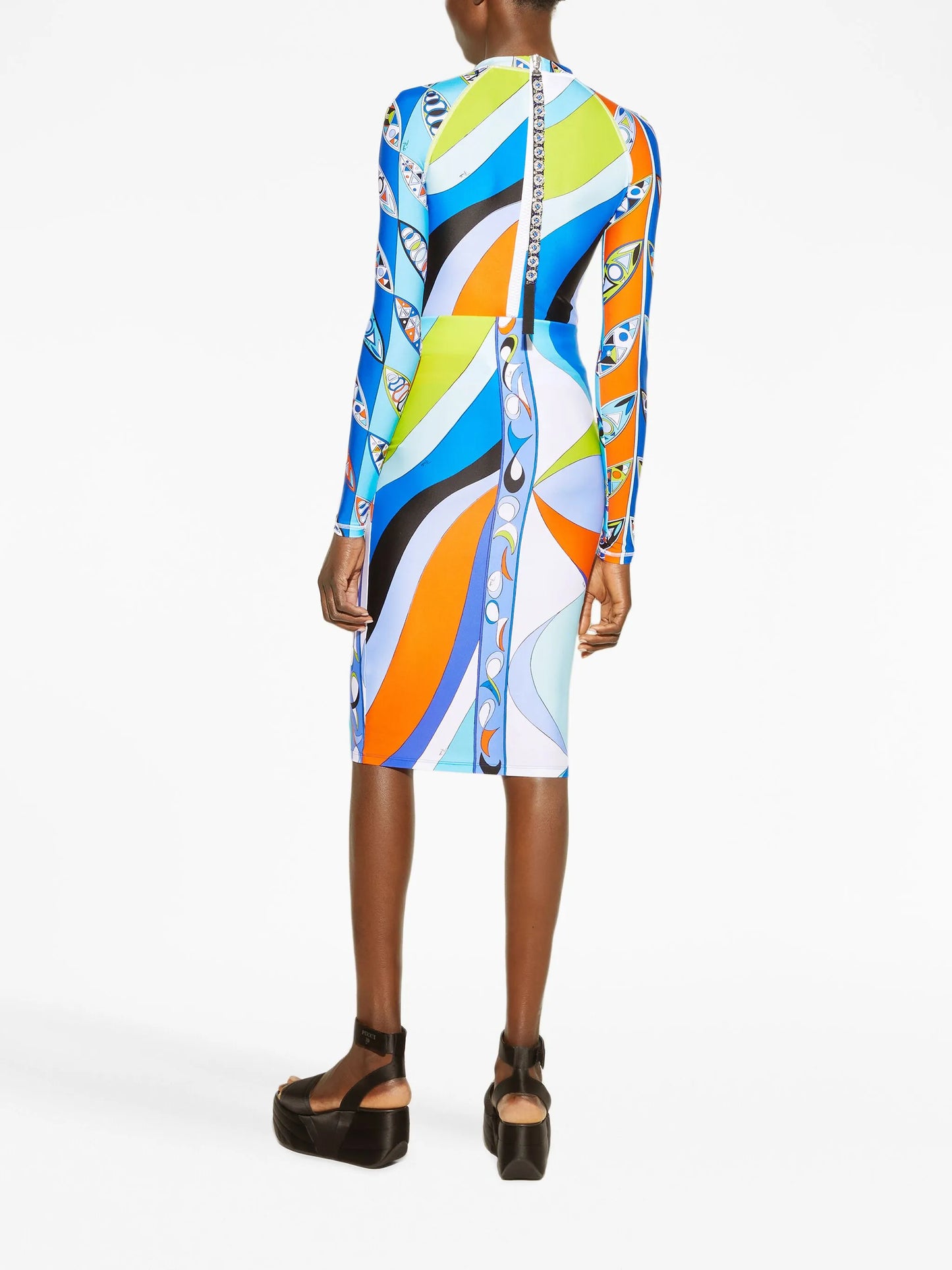 Pesci-print high-waist skirt