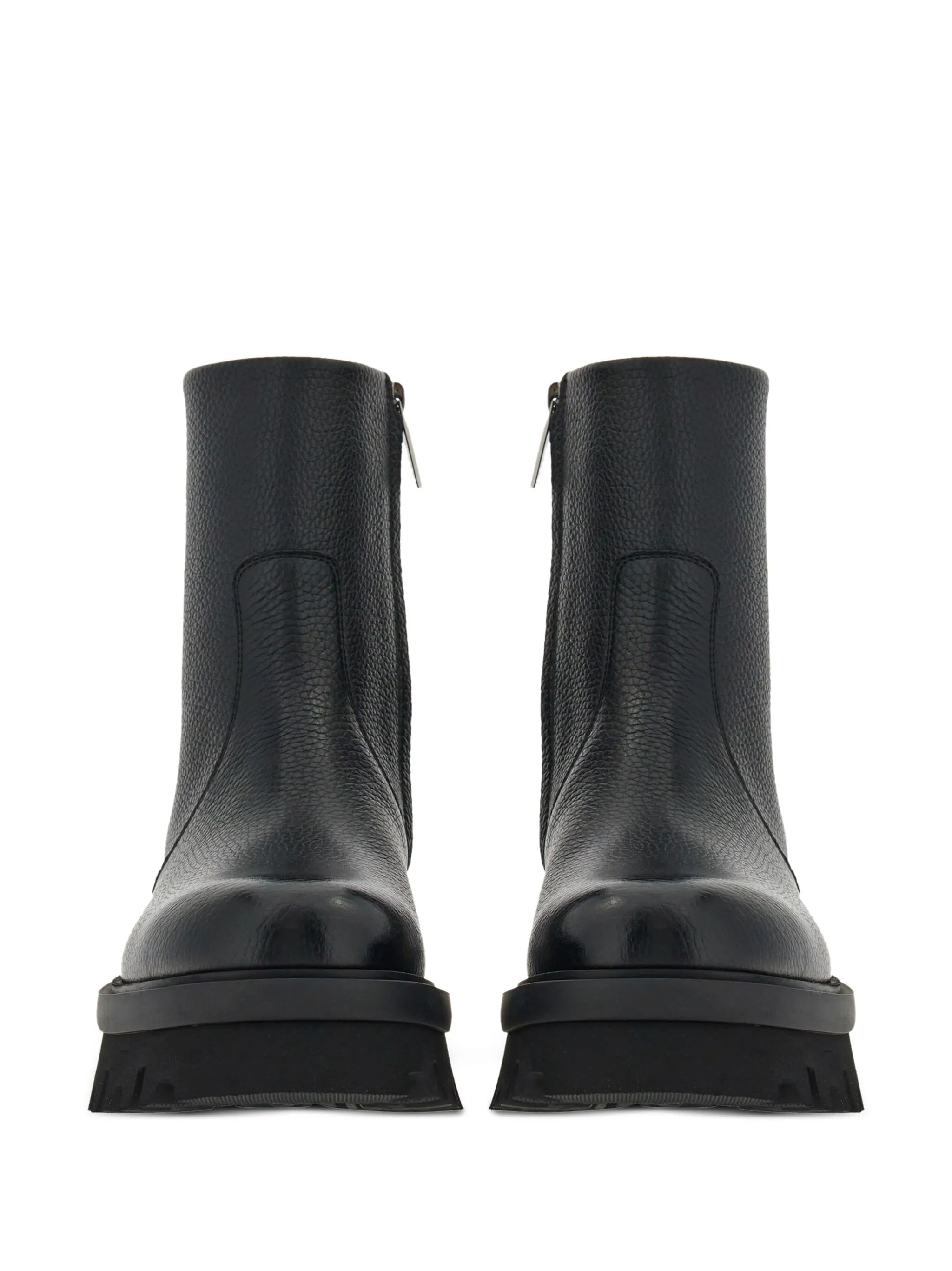 round-toe leather ankle boots