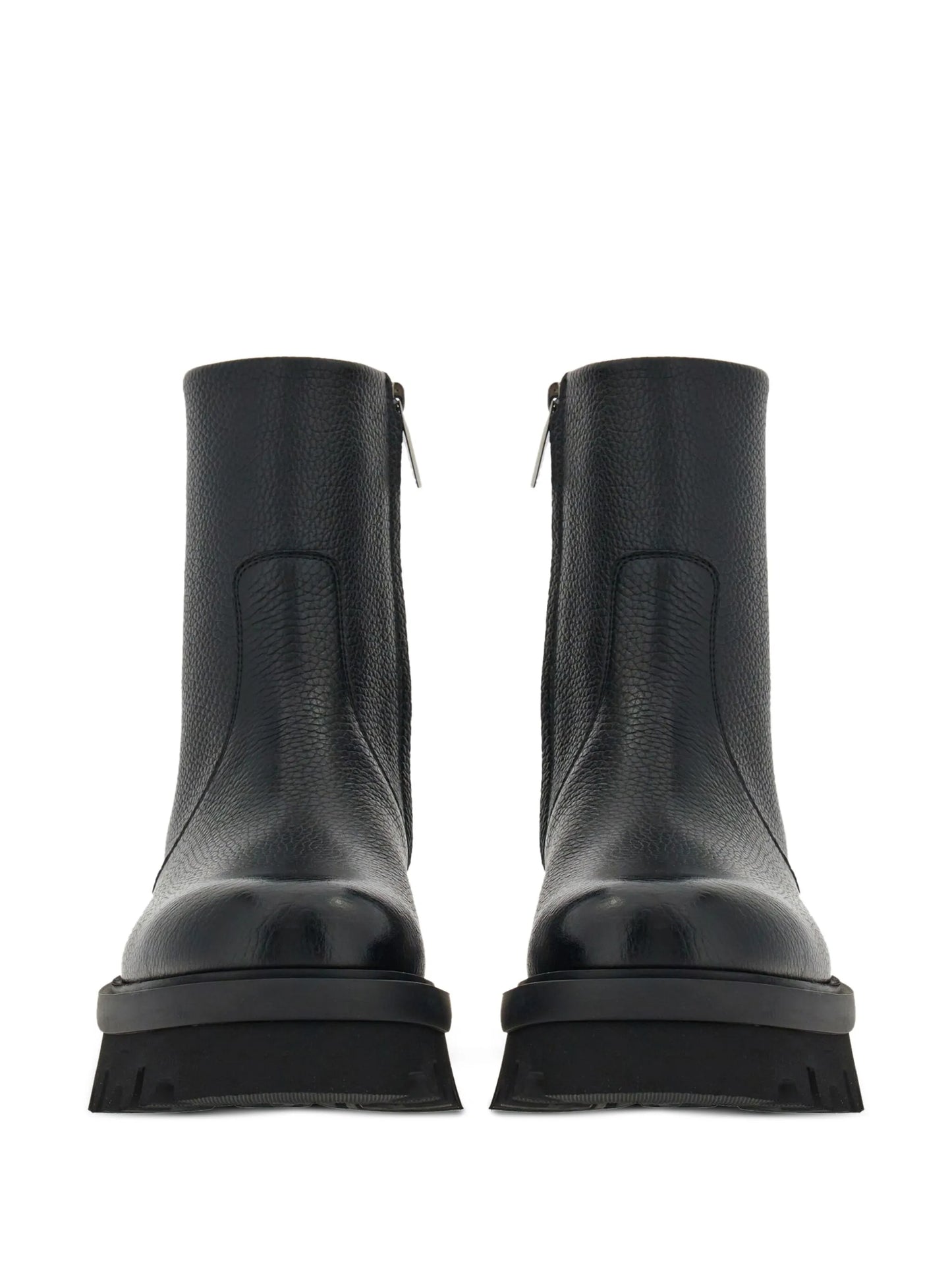 round-toe leather ankle boots