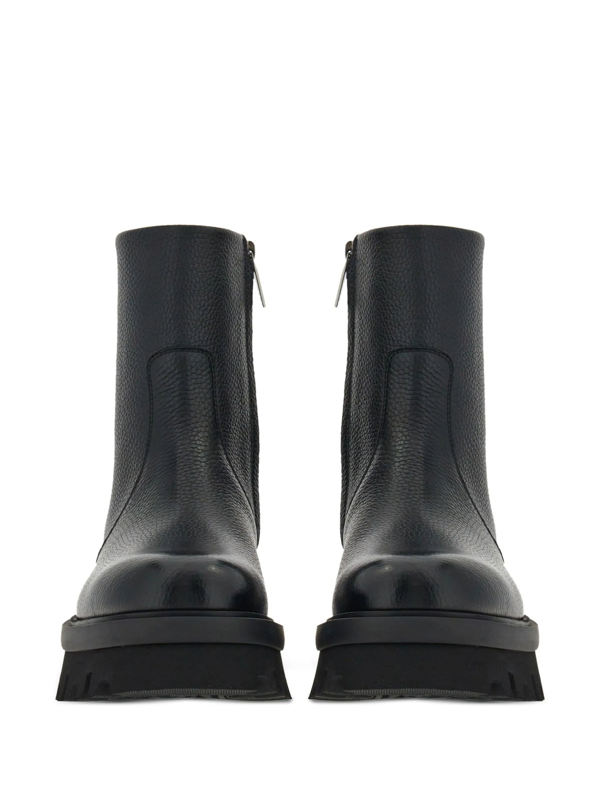 round-toe leather ankle boots