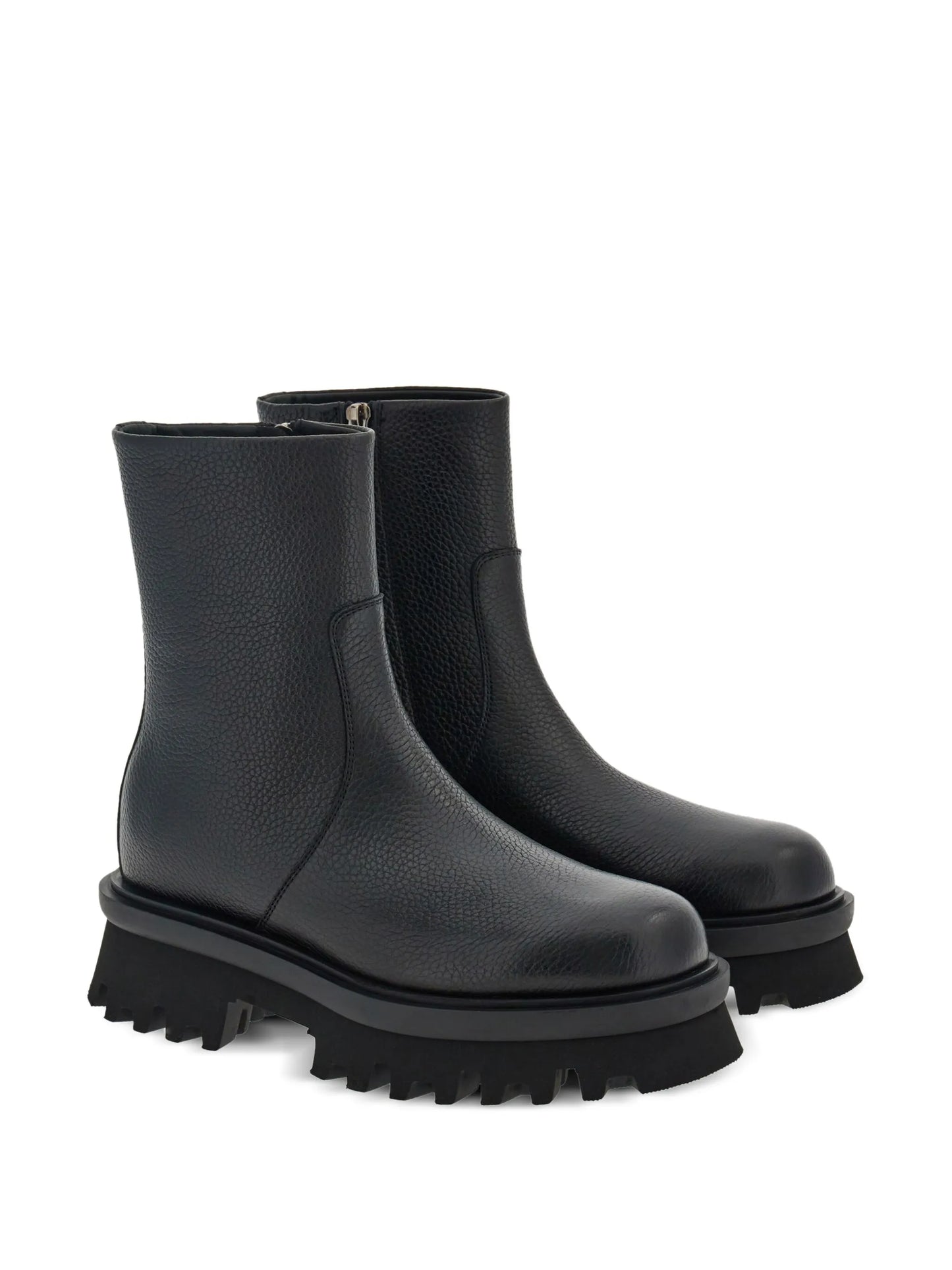 round-toe leather ankle boots