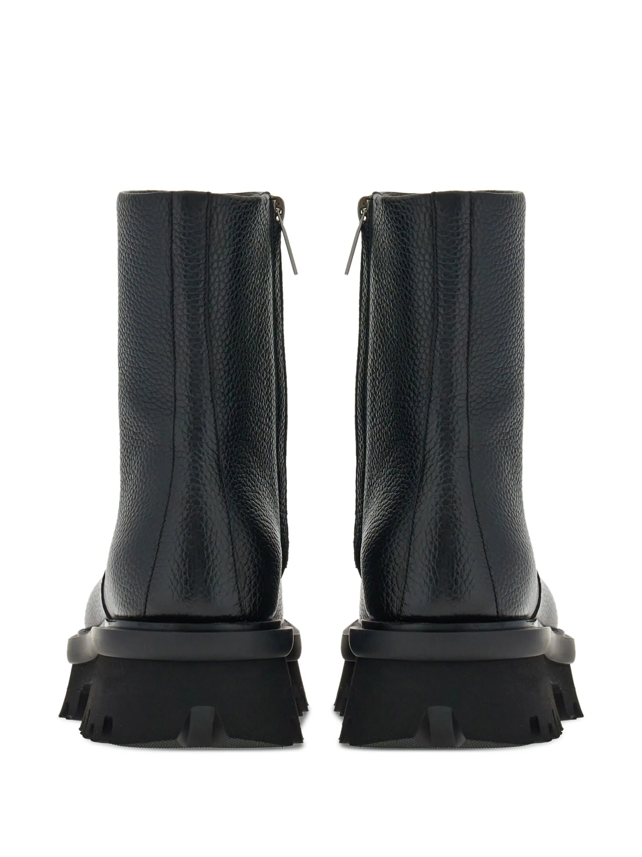round-toe leather ankle boots