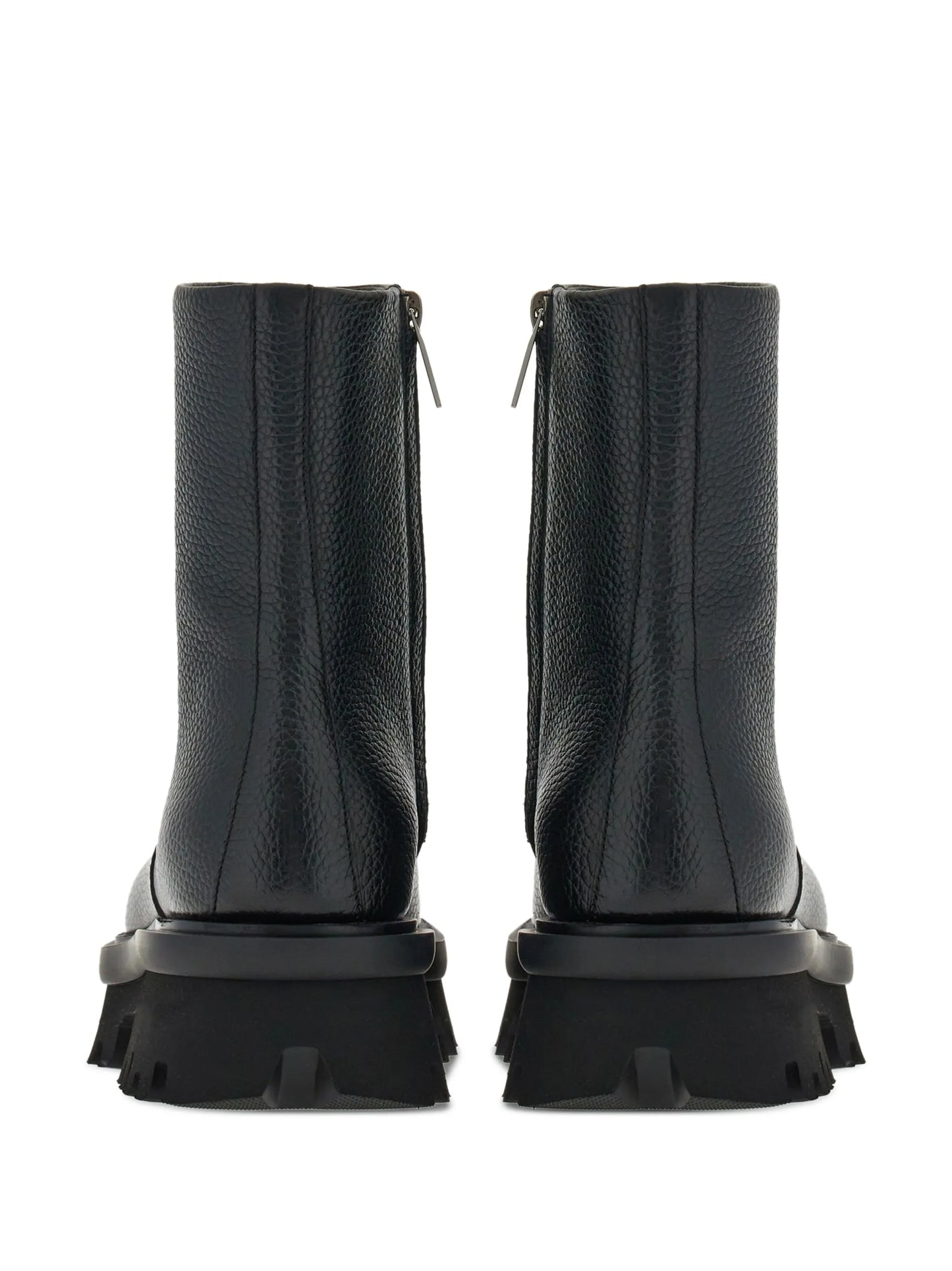 round-toe leather ankle boots