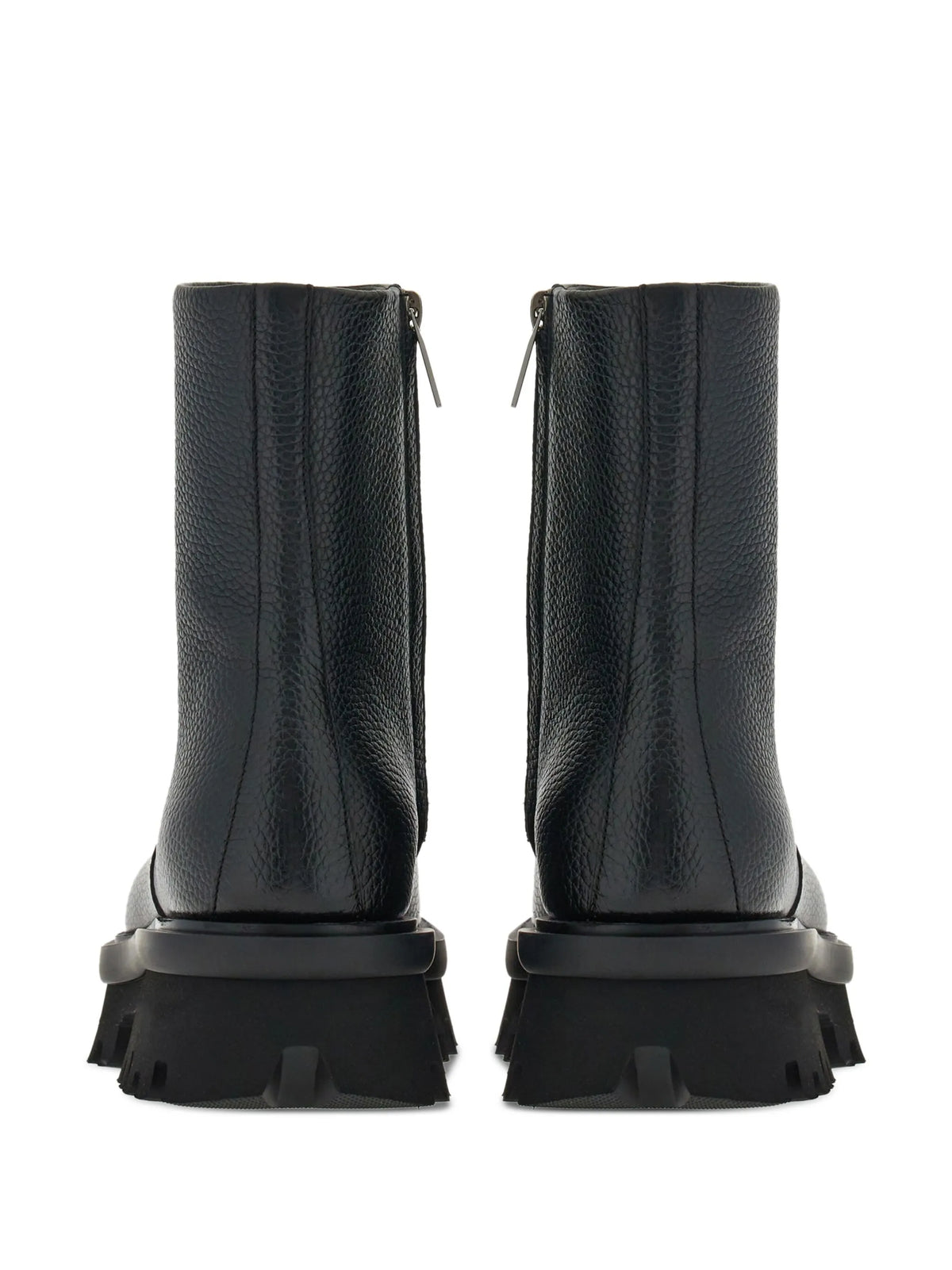 round-toe leather ankle boots