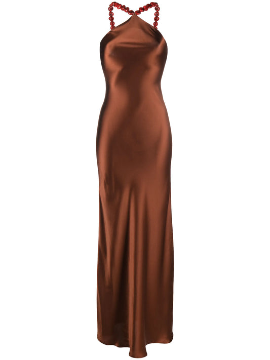 Cadence satin-finish halterneck maxi dress