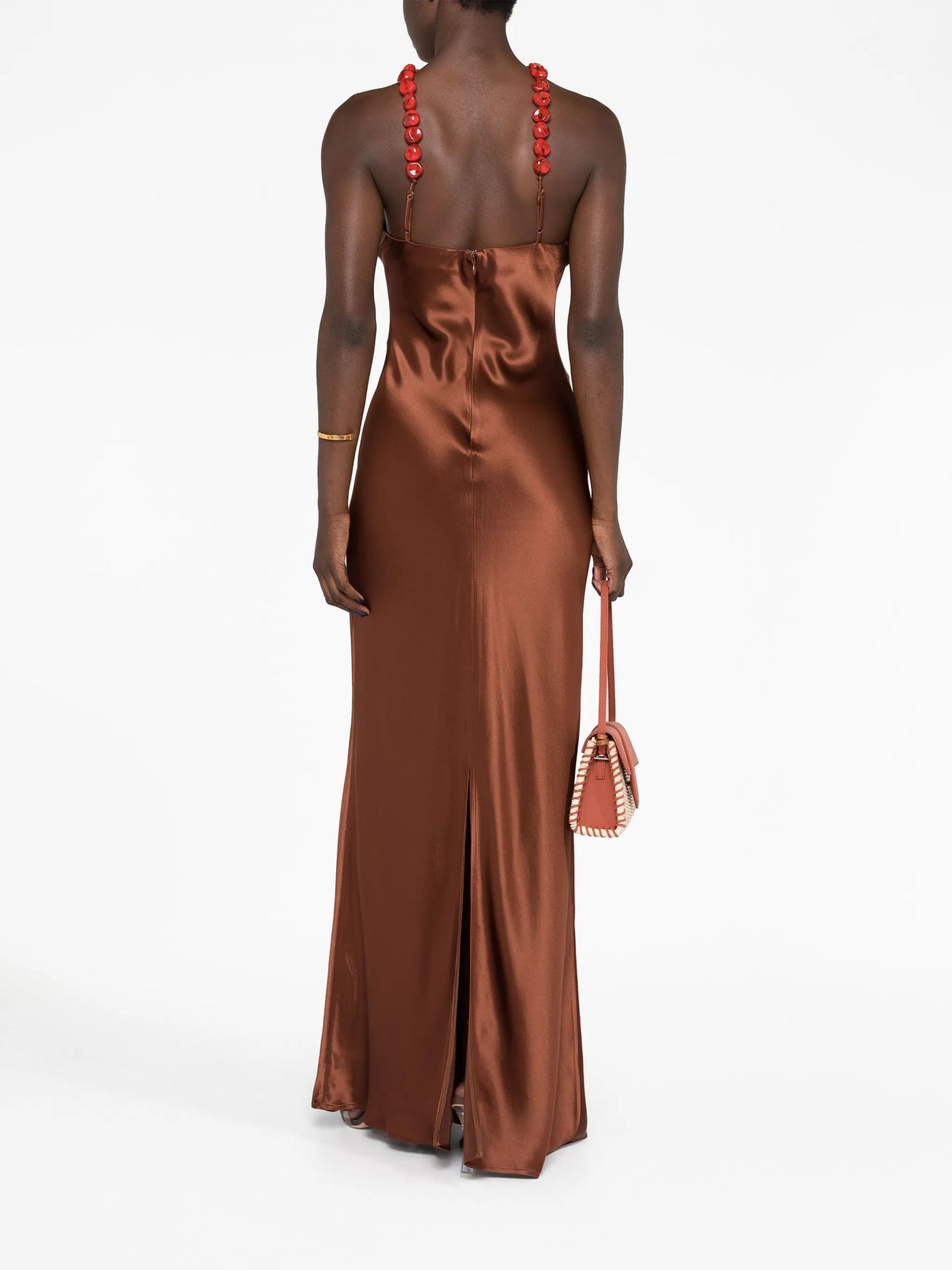 Cadence satin-finish halterneck maxi dress